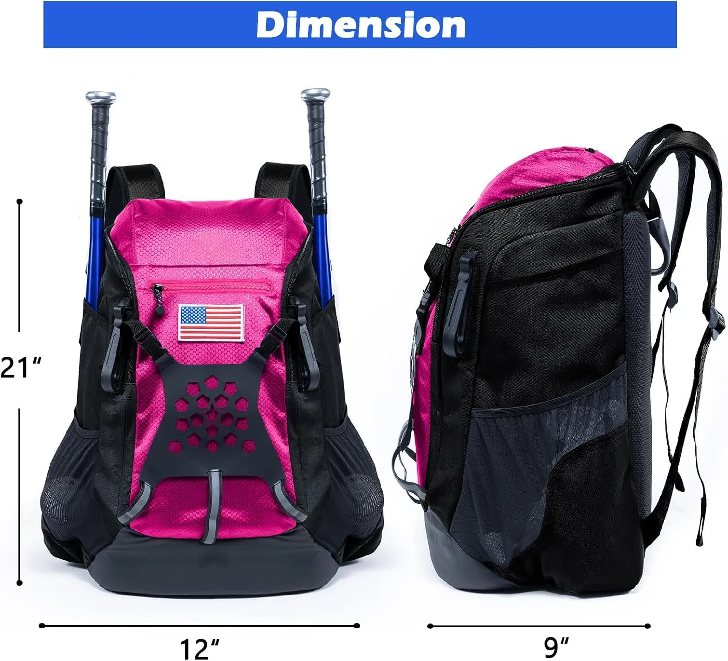 | Baseball Bag Softball Bat Bag, Double-layer Baseball Backpack Adult with Gear Klip To Hold Baseball Glove, Baseball Essential Gear, Youth Baseball Bag for Boys, Girls, Baseball Accessories