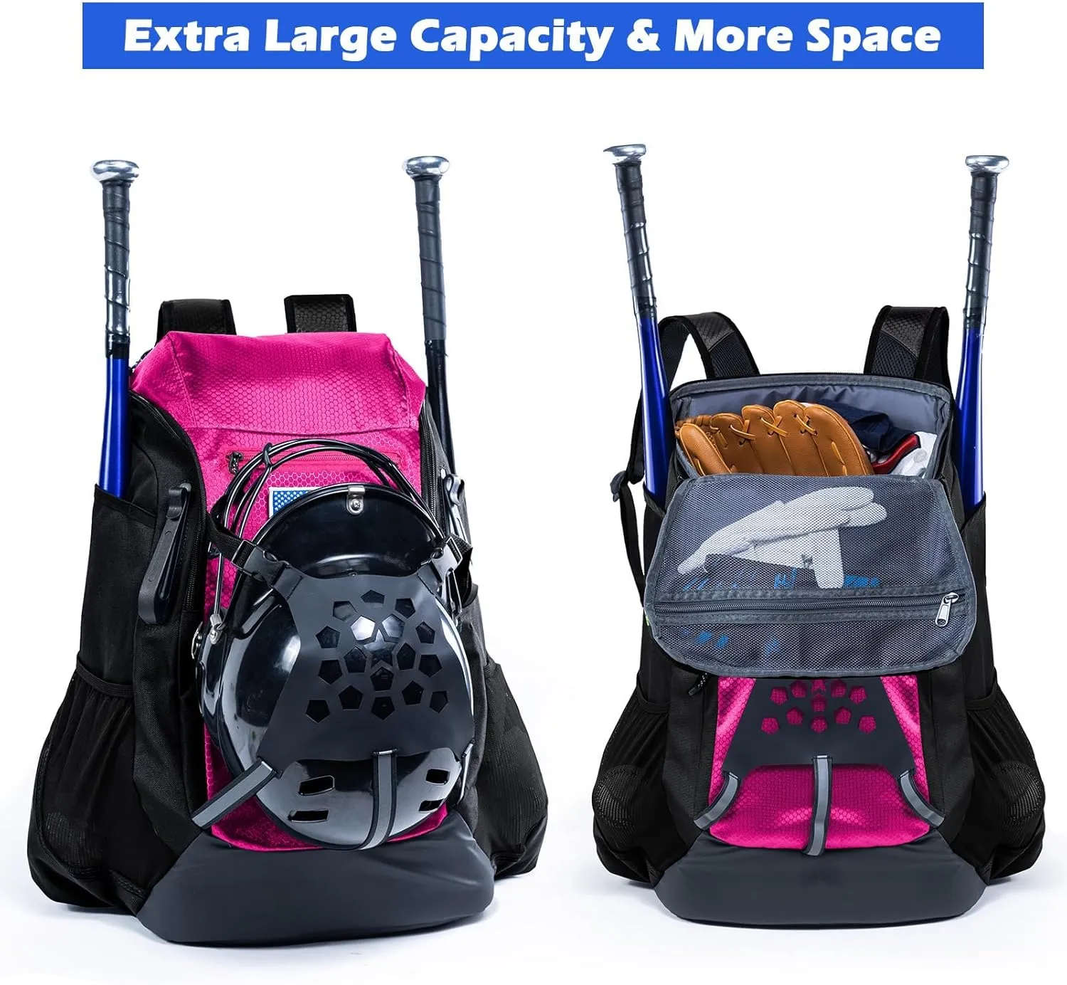 | Baseball Bag Softball Bat Bag, Double-layer Baseball Backpack Adult with Gear Klip To Hold Baseball Glove, Baseball Essential Gear, Youth Baseball Bag for Boys, Girls, Baseball Accessories