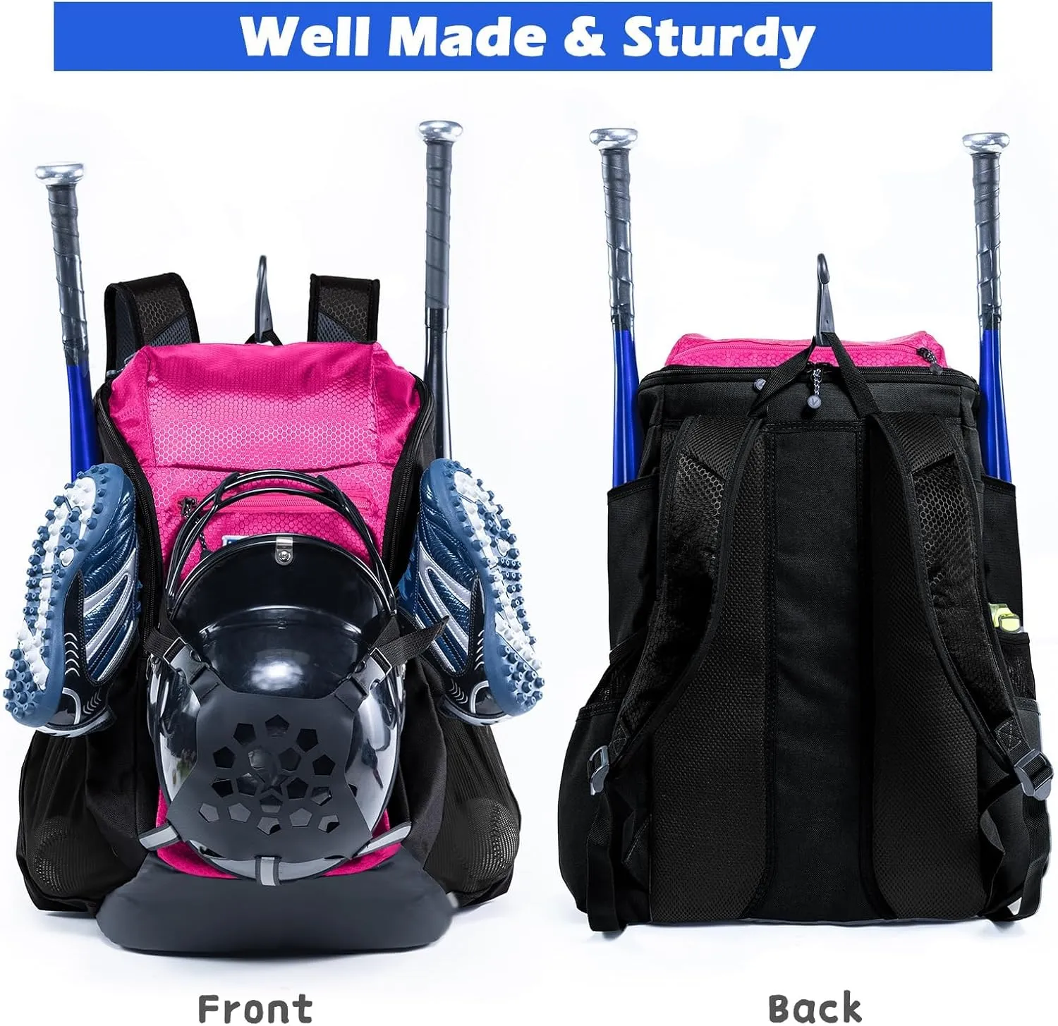 | Baseball Bag Softball Bat Bag, Double-layer Baseball Backpack Adult with Gear Klip To Hold Baseball Glove, Baseball Essential Gear, Youth Baseball Bag for Boys, Girls, Baseball Accessories