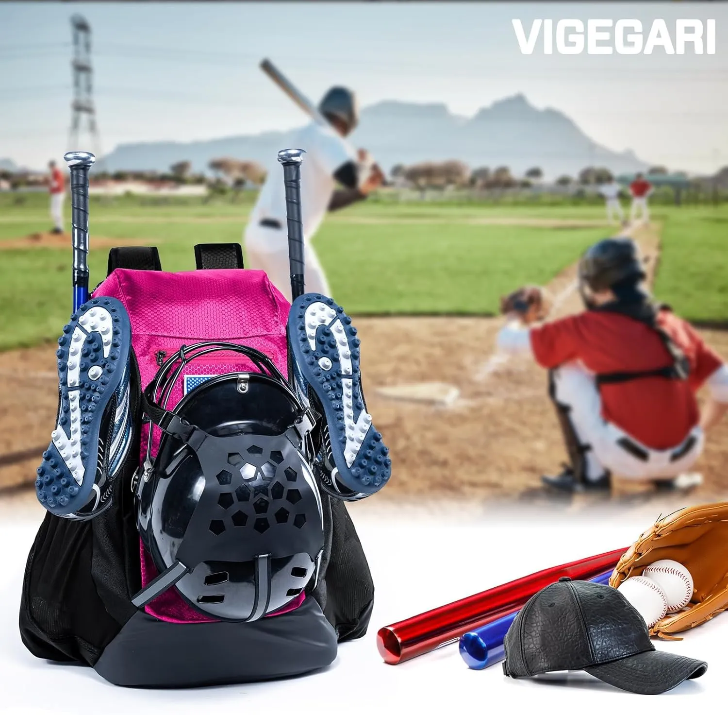 | Baseball Bag Softball Bat Bag, Double-layer Baseball Backpack Adult with Gear Klip To Hold Baseball Glove, Baseball Essential Gear, Youth Baseball Bag for Boys, Girls, Baseball Accessories