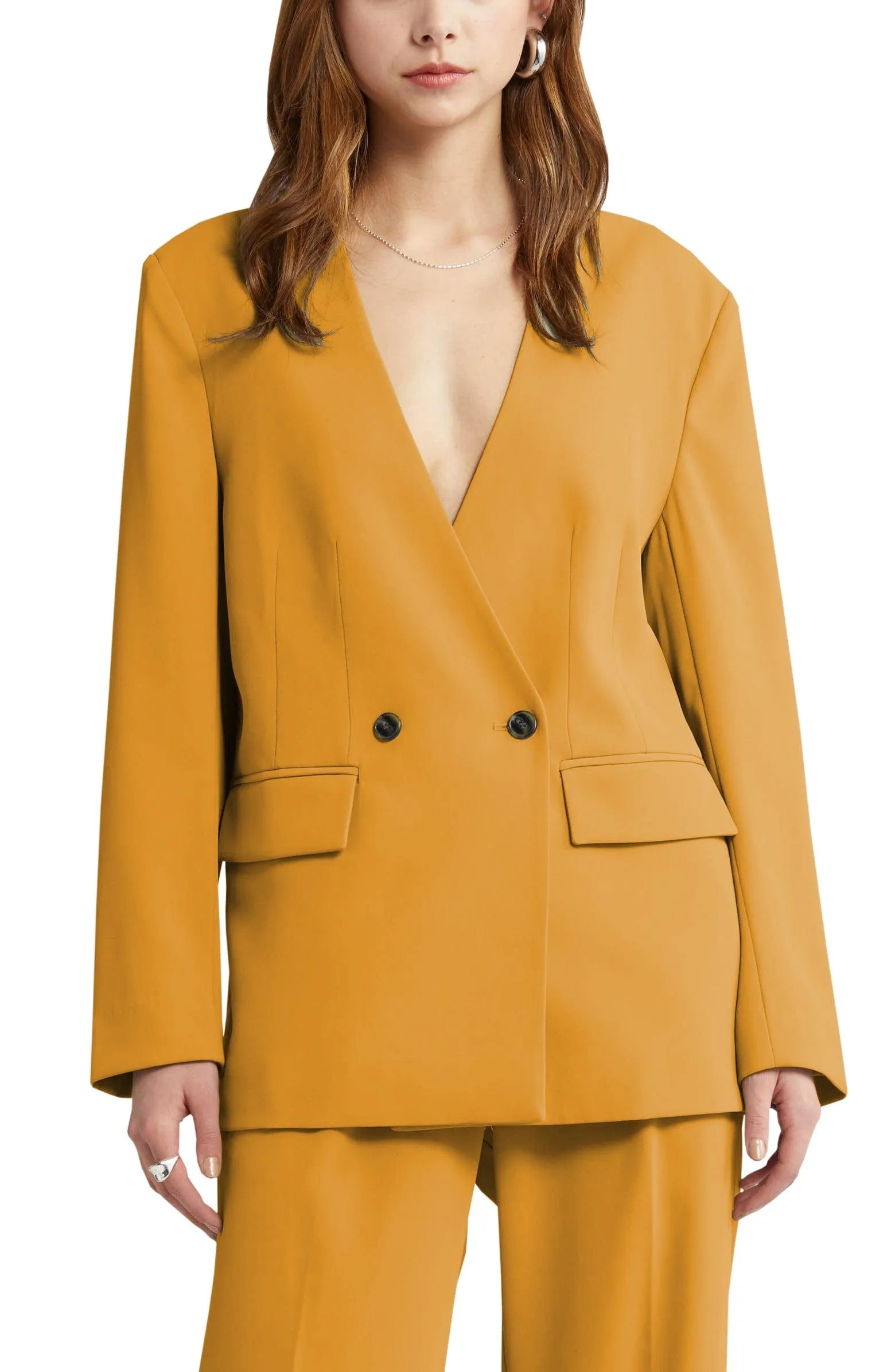 2 Piece V Neck Business Casual Women's Suit (Blazer Pants)