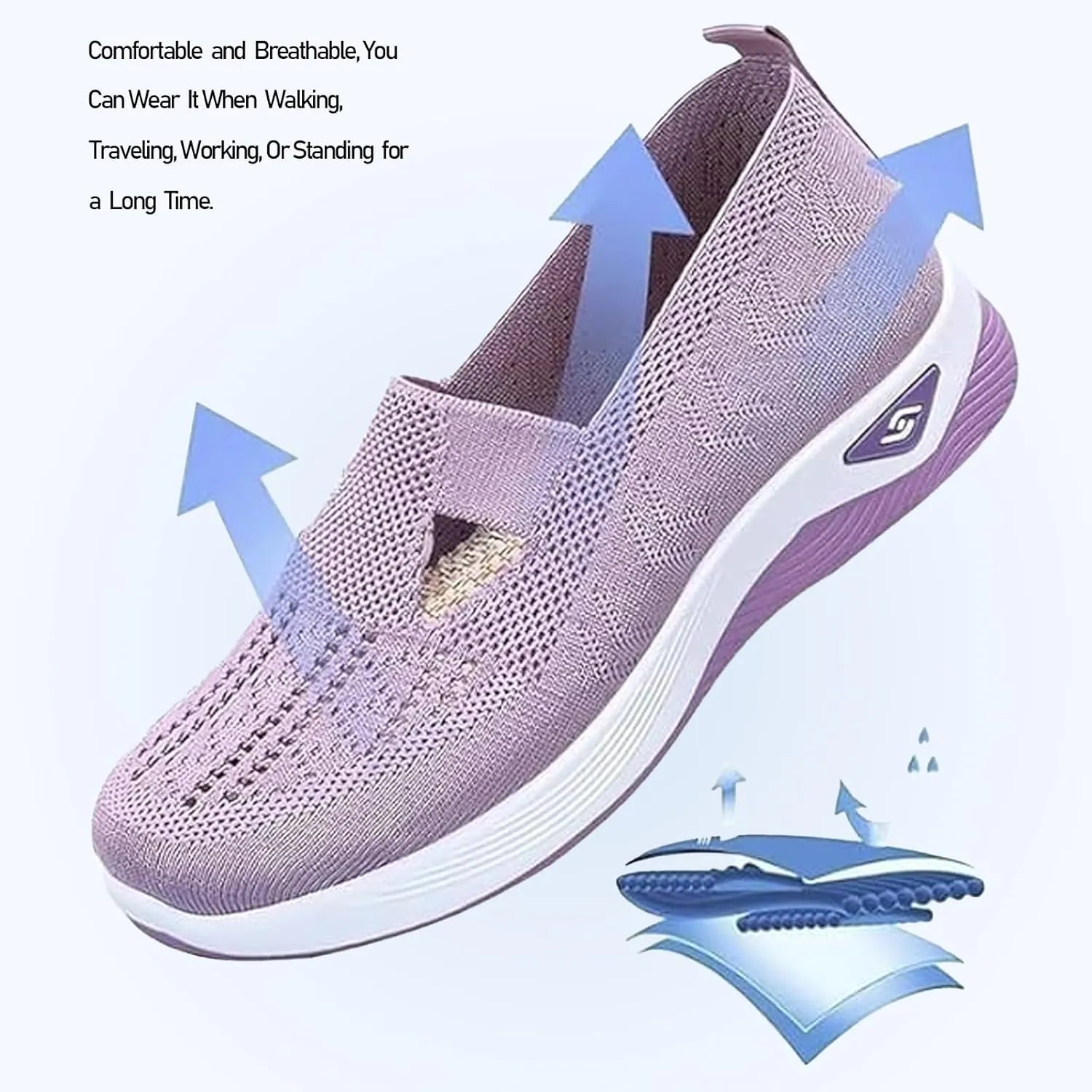 2025 New Orthowalkway Womens Shoes, Women's Orthopedic Walking Shoes, Slip-on Lightweight Flat Soft Soled Orthopedic Shoe