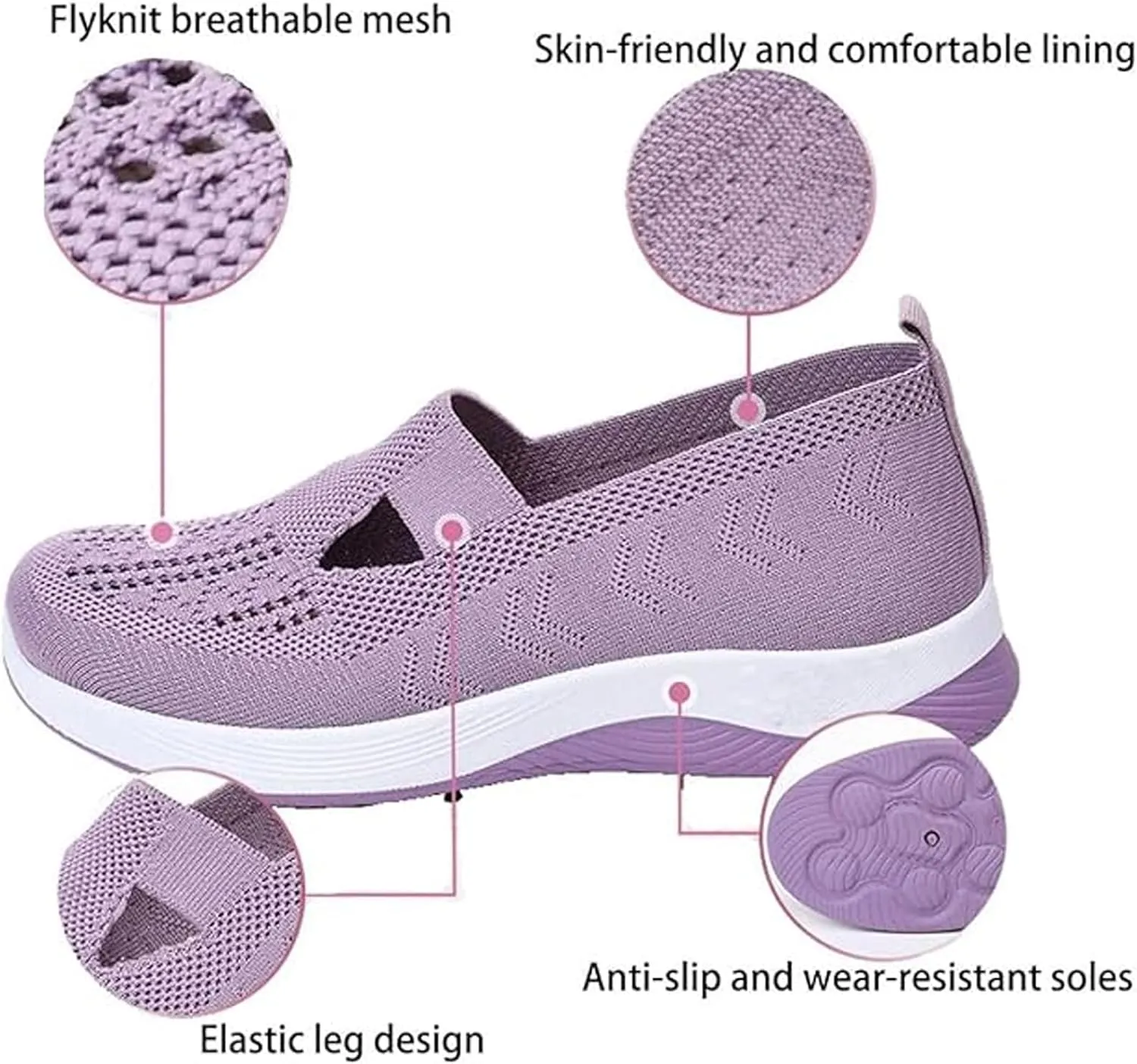 2025 New Orthowalkway Womens Shoes, Women's Orthopedic Walking Shoes, Slip-on Lightweight Flat Soft Soled Orthopedic Shoe