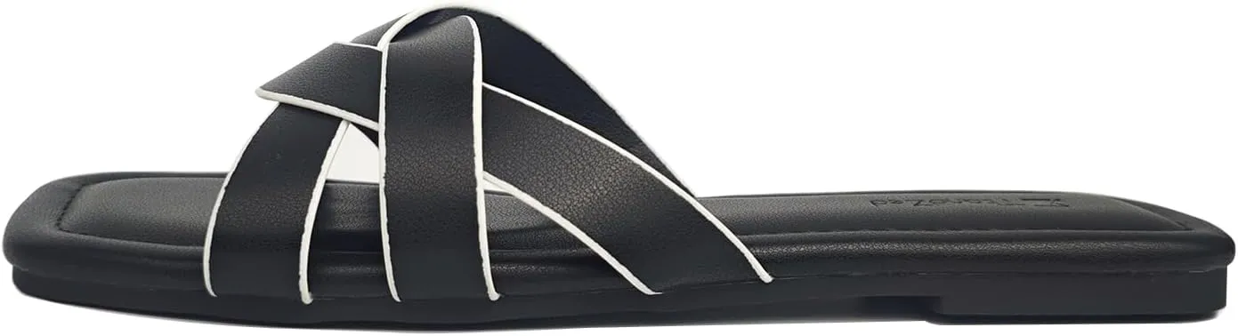 2025 Women's Sandals - Roman Braided Square Toe Flat Shoes, Comfortable Summer Beach Casual Sandals US 6-11
