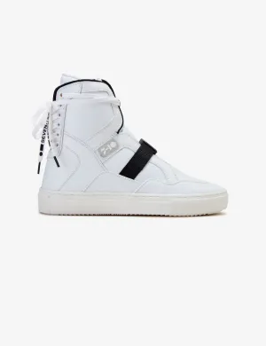 204 White Rear-Lacing High-Top Sneaker