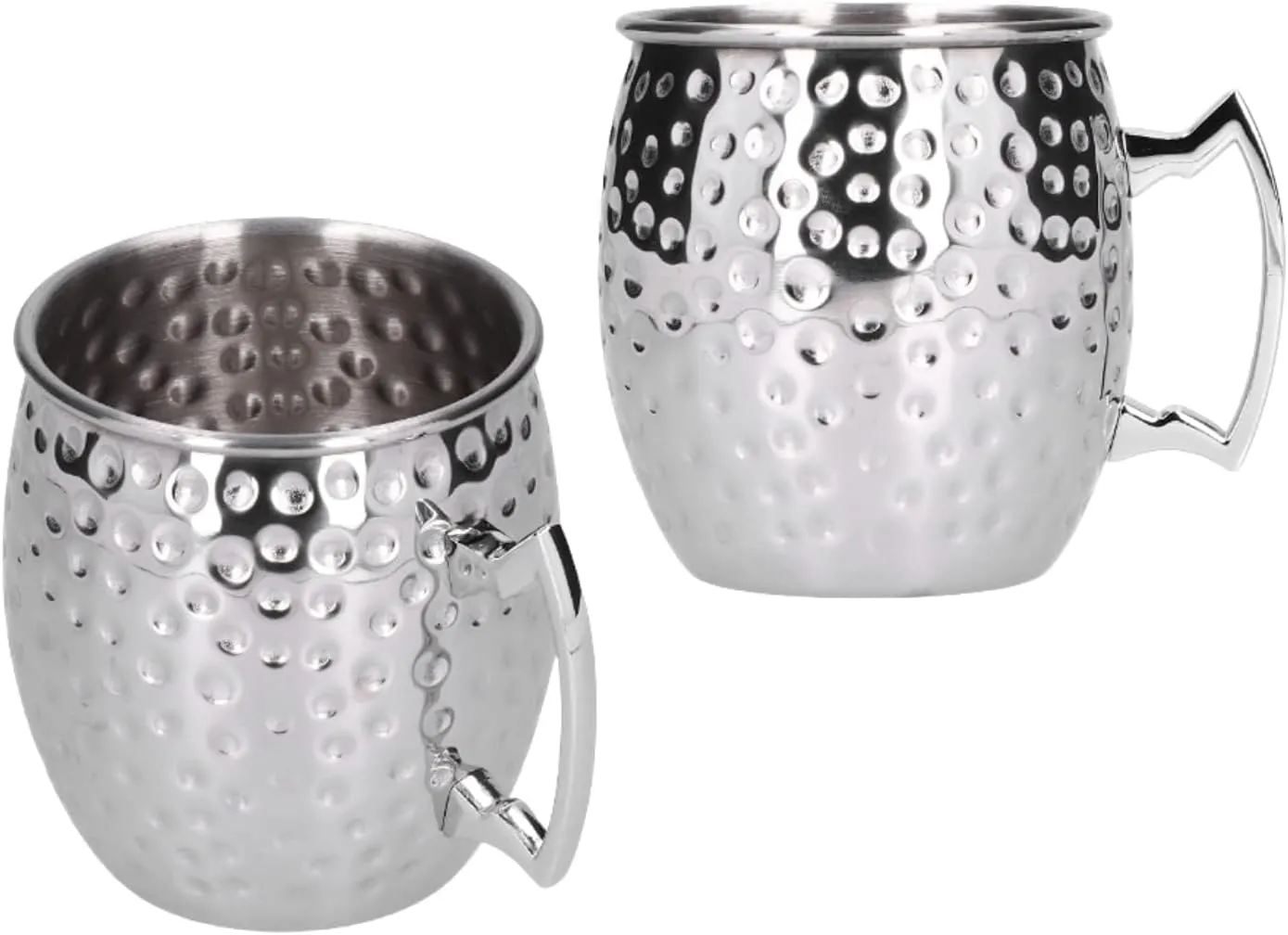 2Pcs Moscow Mule Mugs, 550ml Stainless Steel Cocktail Cup Metal Beer Glasses Hammered Copper Moscow Mule Mug Large Beer Mug for Drinks