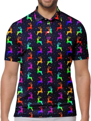 3D Printed Mens Golf Shirt Moisture Wicking Quick-Dry Performance Polo Shirts for Men