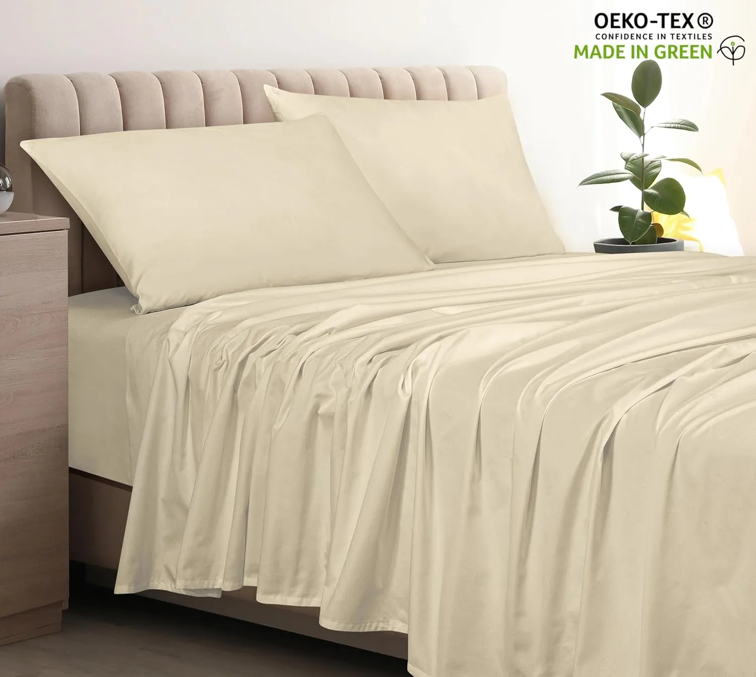 400 Thread Count 100% American Grown Cotton Sand Flat Sheet Only - Cooling Sheets - Luxury Sateen Weave - Full Size Flat Sheet Sold Separately - Super Soft Cotton Top Sheets (Full, Moroccan Sand)