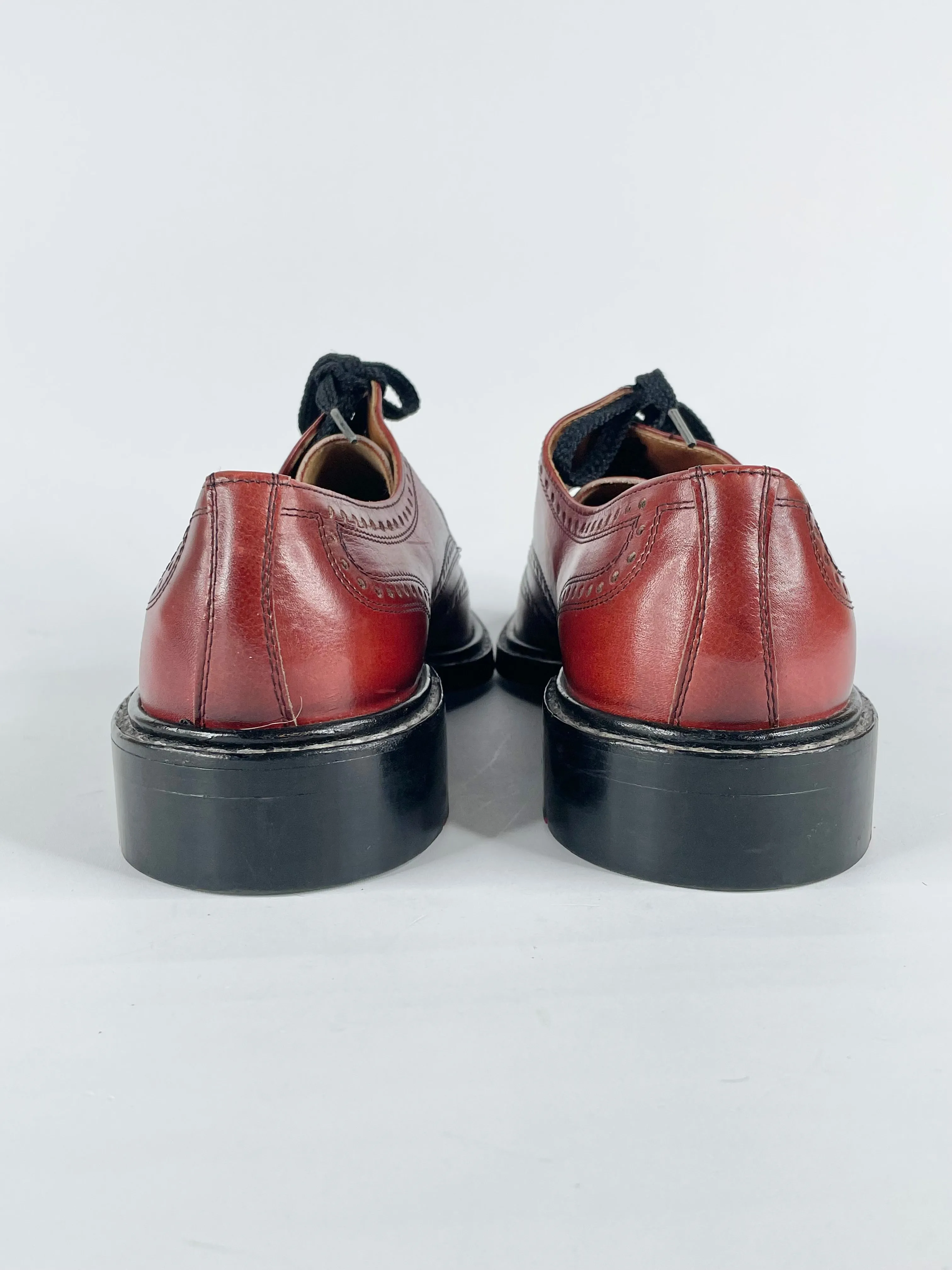 70s Vintage Lloyd 'Maxim' Red Leather Oxford Lace Ups - 11