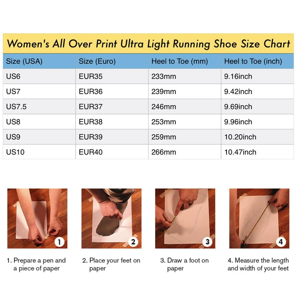 ACCORDING TO PLAN.  Ultra Light All Over Print Running Shoes for Women