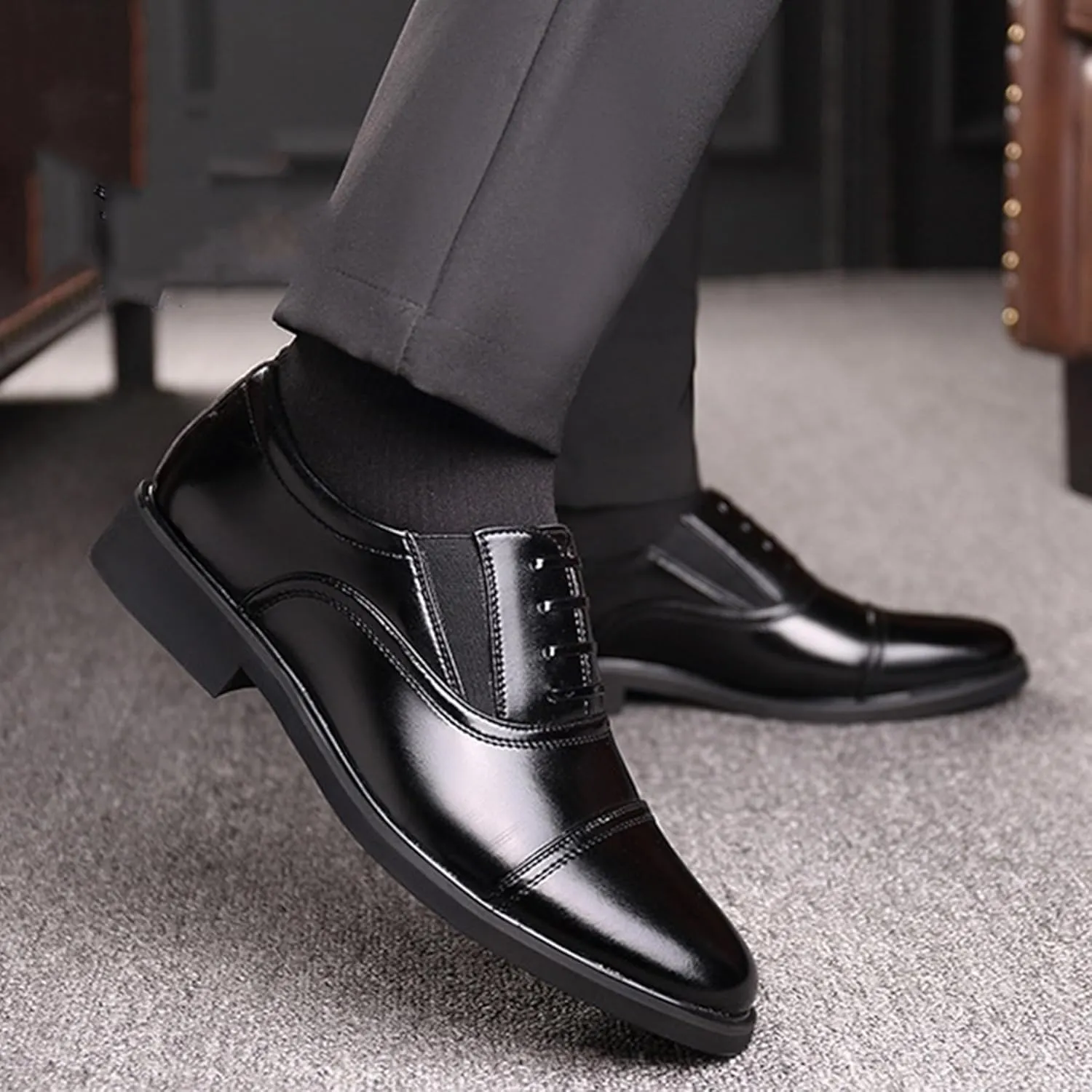 ADMLZQQ Men's Oxford Pointed Toe Dress Shoes Classic Formal Derby Shoes
