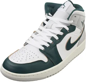Air Jordan 1 Mid SE Men's Shoes (FQ7720-103, White/Sail/Neutral Grey/Oxidized Green) Size 12.5