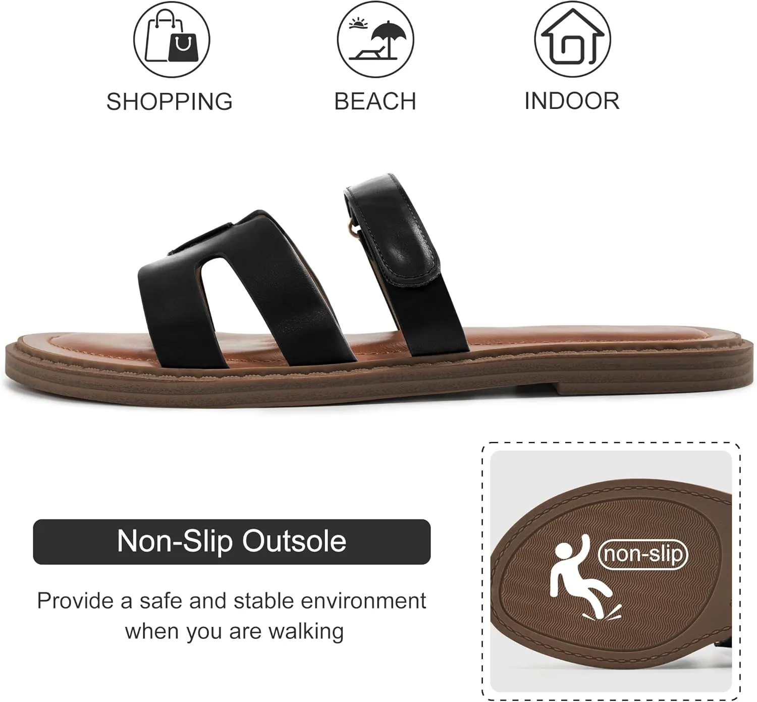 Alicegana Sandals for Women 2025 Dressy: Summer Flat Comfortable Slip on Shoes Fashion Walking Sandals Women