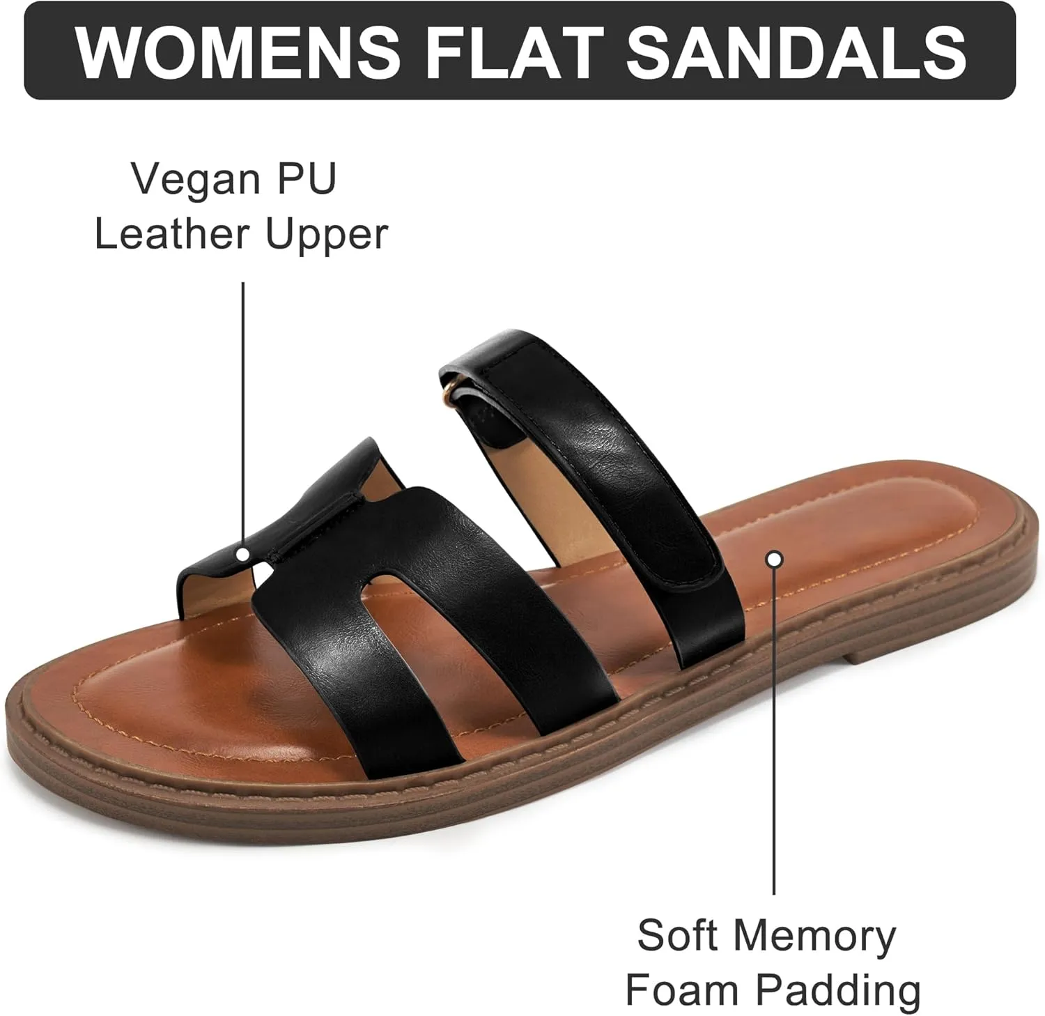 Alicegana Sandals for Women 2025 Dressy: Summer Flat Comfortable Slip on Shoes Fashion Walking Sandals Women