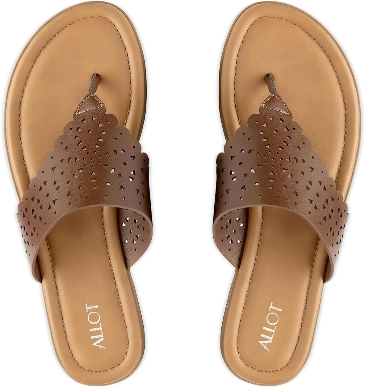 ALLOT Women's Flat Sandals T-Strap Thong Flip Flops Comfortable Summer Beach Shoes