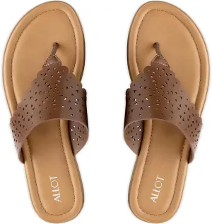 ALLOT Women's Flat Sandals T-Strap Thong Flip Flops Comfortable Summer Beach Shoes