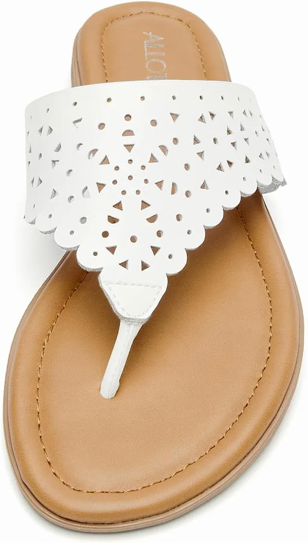ALLOT Women's Flat Sandals T-Strap Thong Flip Flops Comfortable Summer Beach Shoes