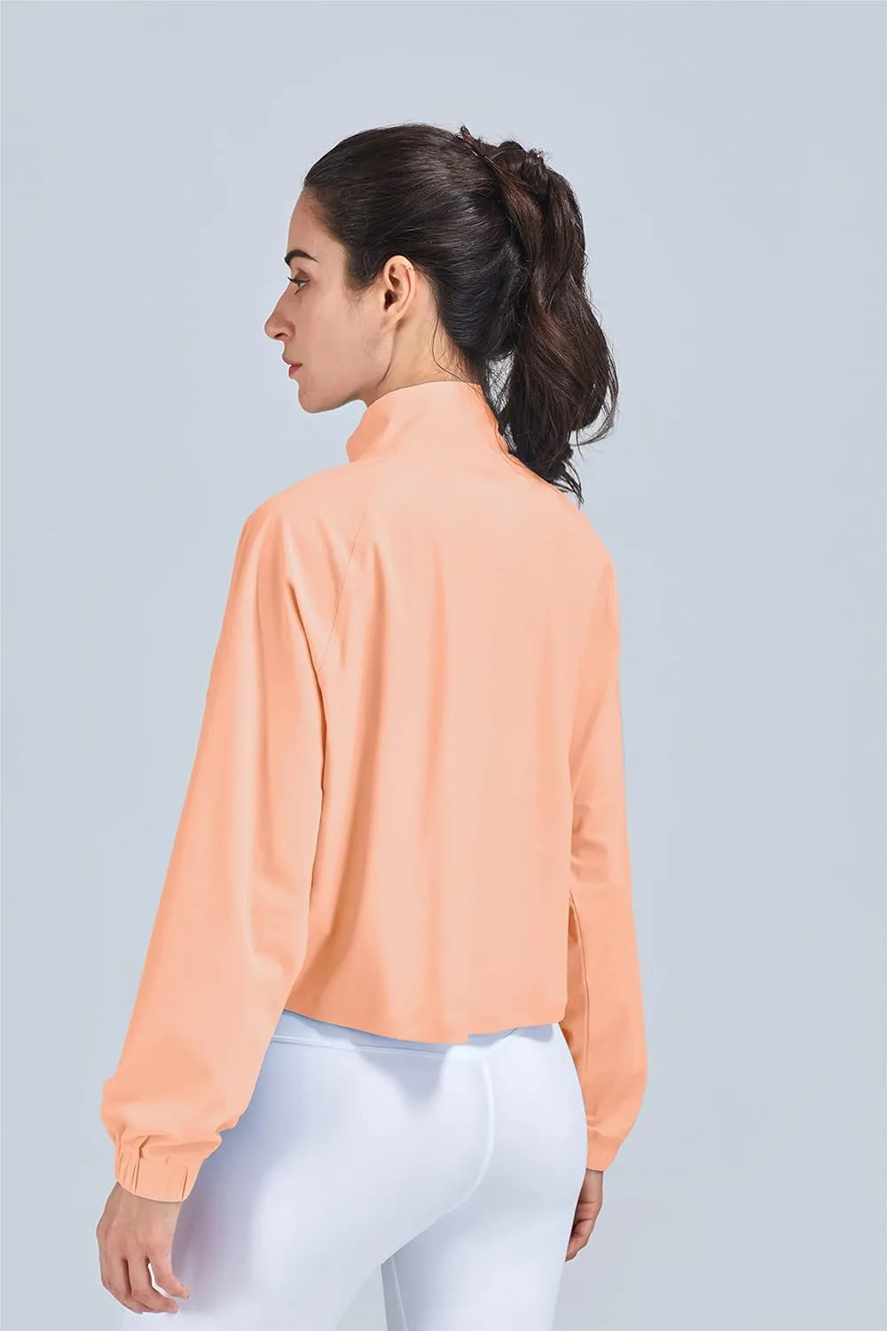 altiland Women's Athletic Running Yoga Gym Track Zip Up Cropped Jackets UPF 50  Sun Protection Long Sleeve Workout Shirts