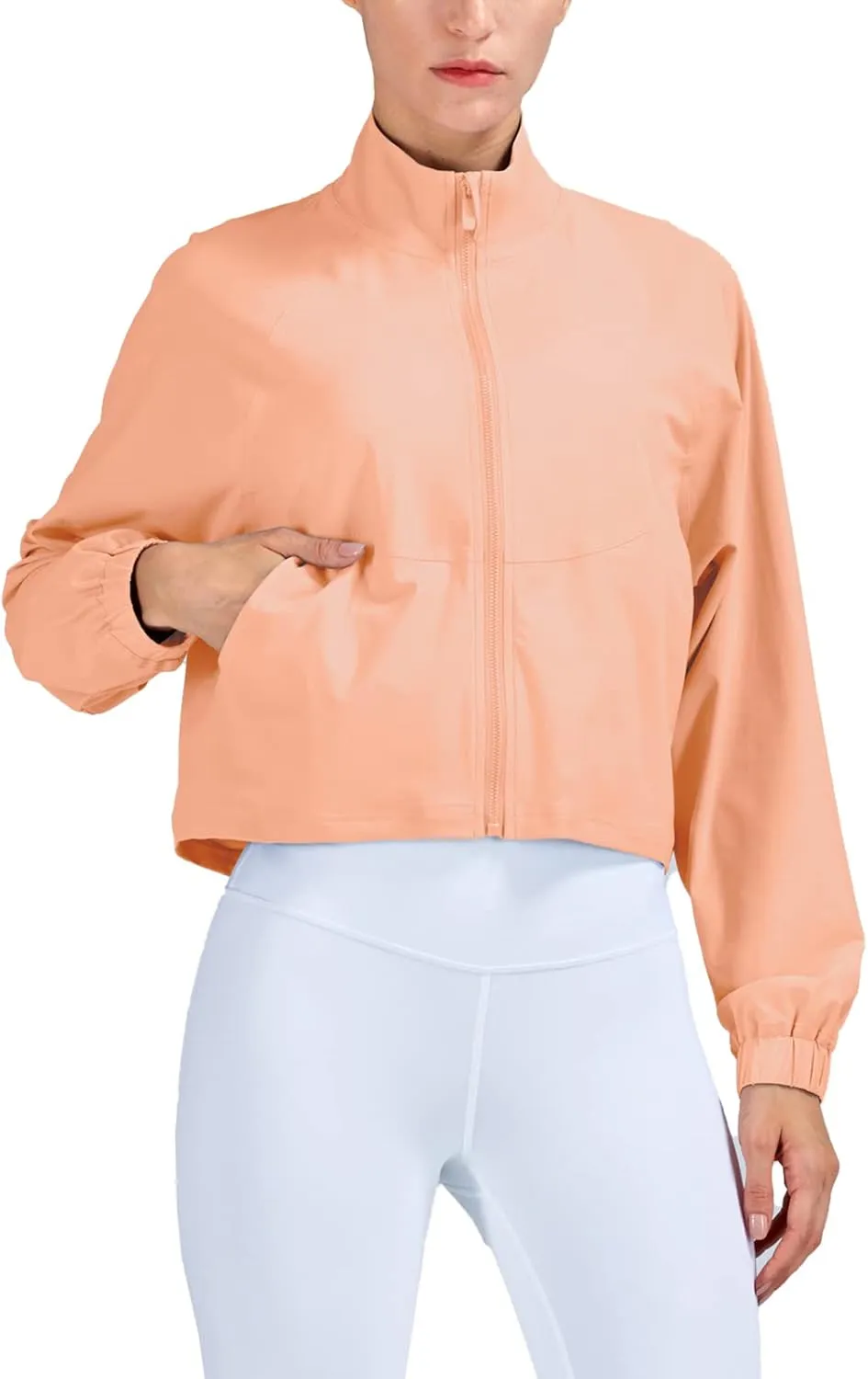 altiland Women's Athletic Running Yoga Gym Track Zip Up Cropped Jackets UPF 50  Sun Protection Long Sleeve Workout Shirts