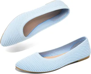 ALTOCIS Womens Knit Ballet Flats Ladies Comfortable Pointed-Toe Dressy Shoes Casual Soft Flat Shoes Ballerina Walking Flats Shoes
