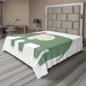 Ambesonne Teal Elephant Flat Sheet, Birthday Animal with Hat and Gift Box, Soft Comfortable Top Sheet Decorative Bedding 1 Piece, California King, White Laurel Green Pink