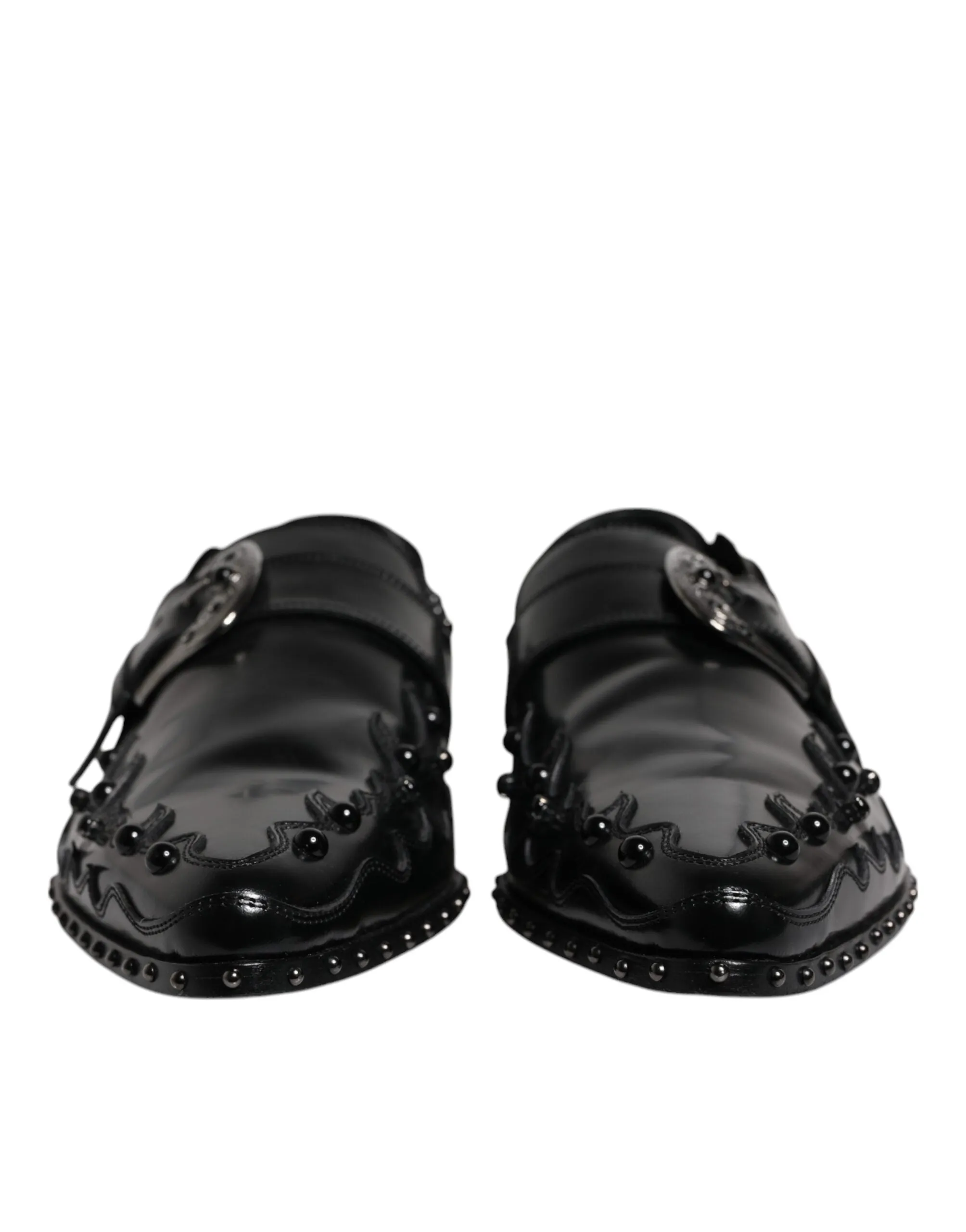 & Budget-friendly Dolce Machine-learning Gabbana Strap Embellished Derby Monk Shoes Black