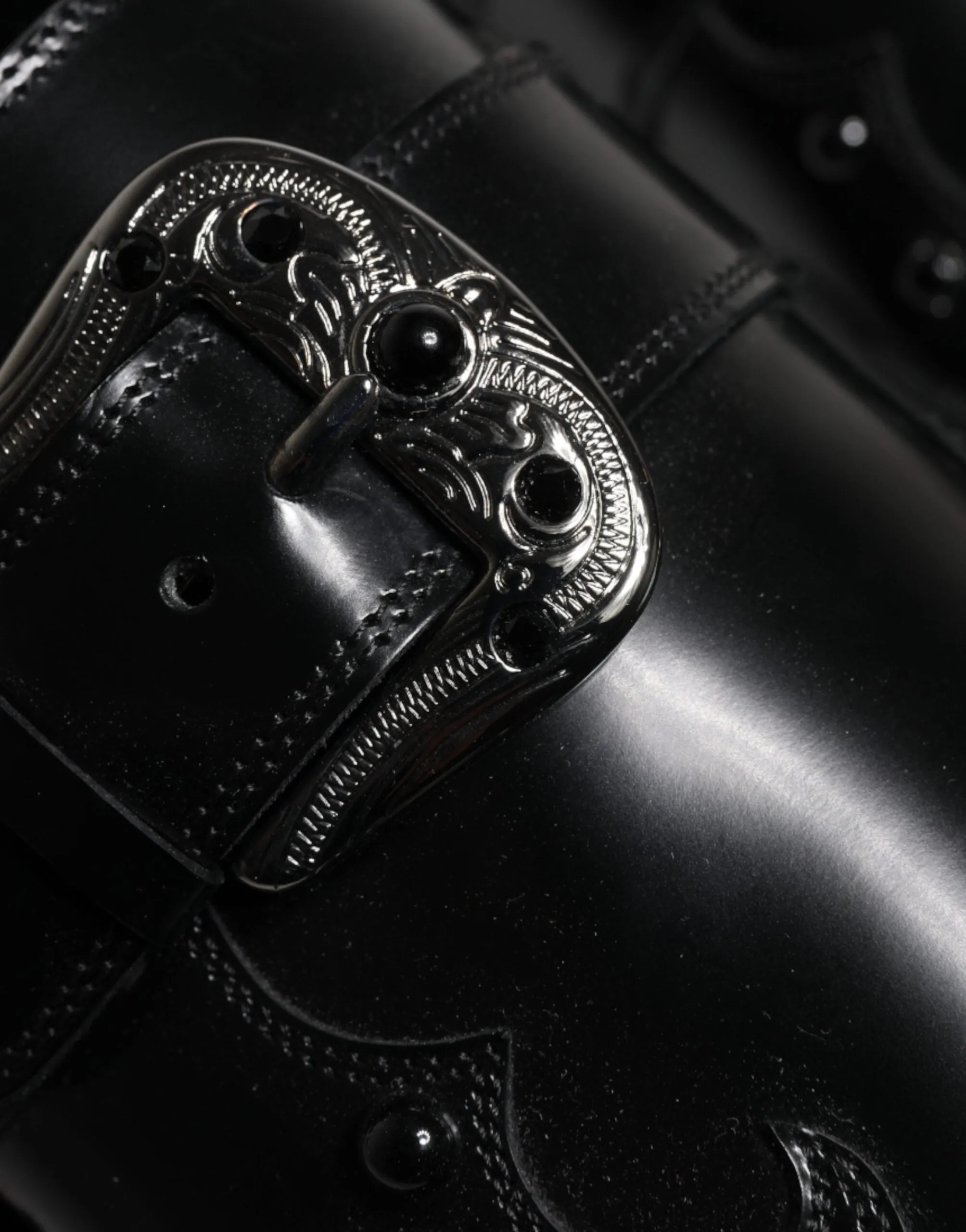 & Budget-friendly Dolce Machine-learning Gabbana Strap Embellished Derby Monk Shoes Black