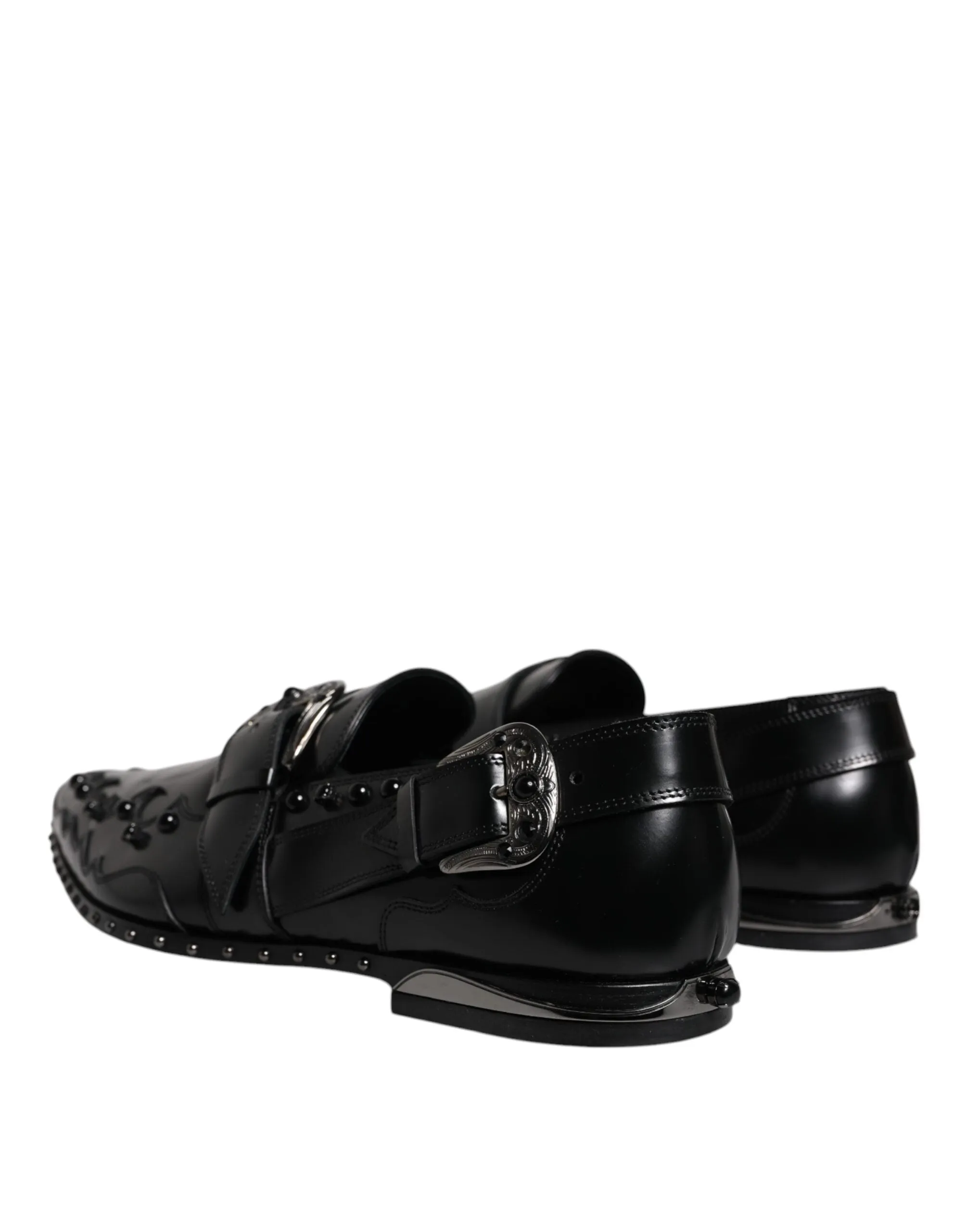 & Budget-friendly Dolce Machine-learning Gabbana Strap Embellished Derby Monk Shoes Black