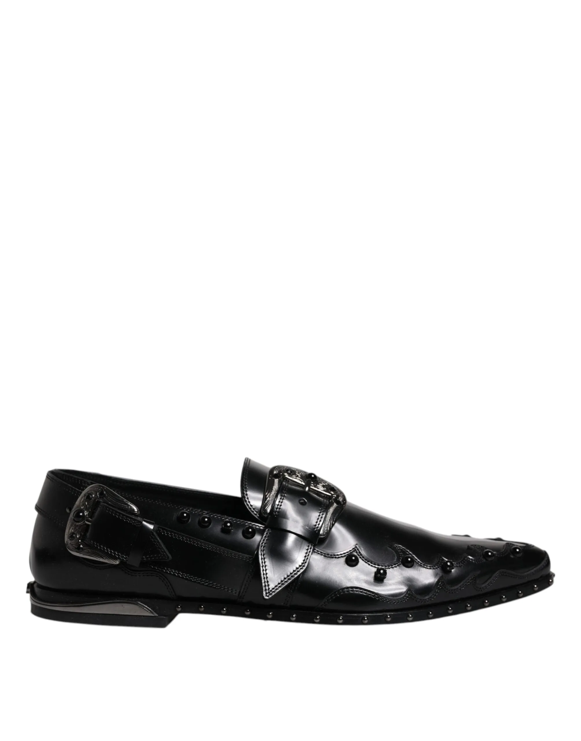 & Budget-friendly Dolce Machine-learning Gabbana Strap Embellished Derby Monk Shoes Black