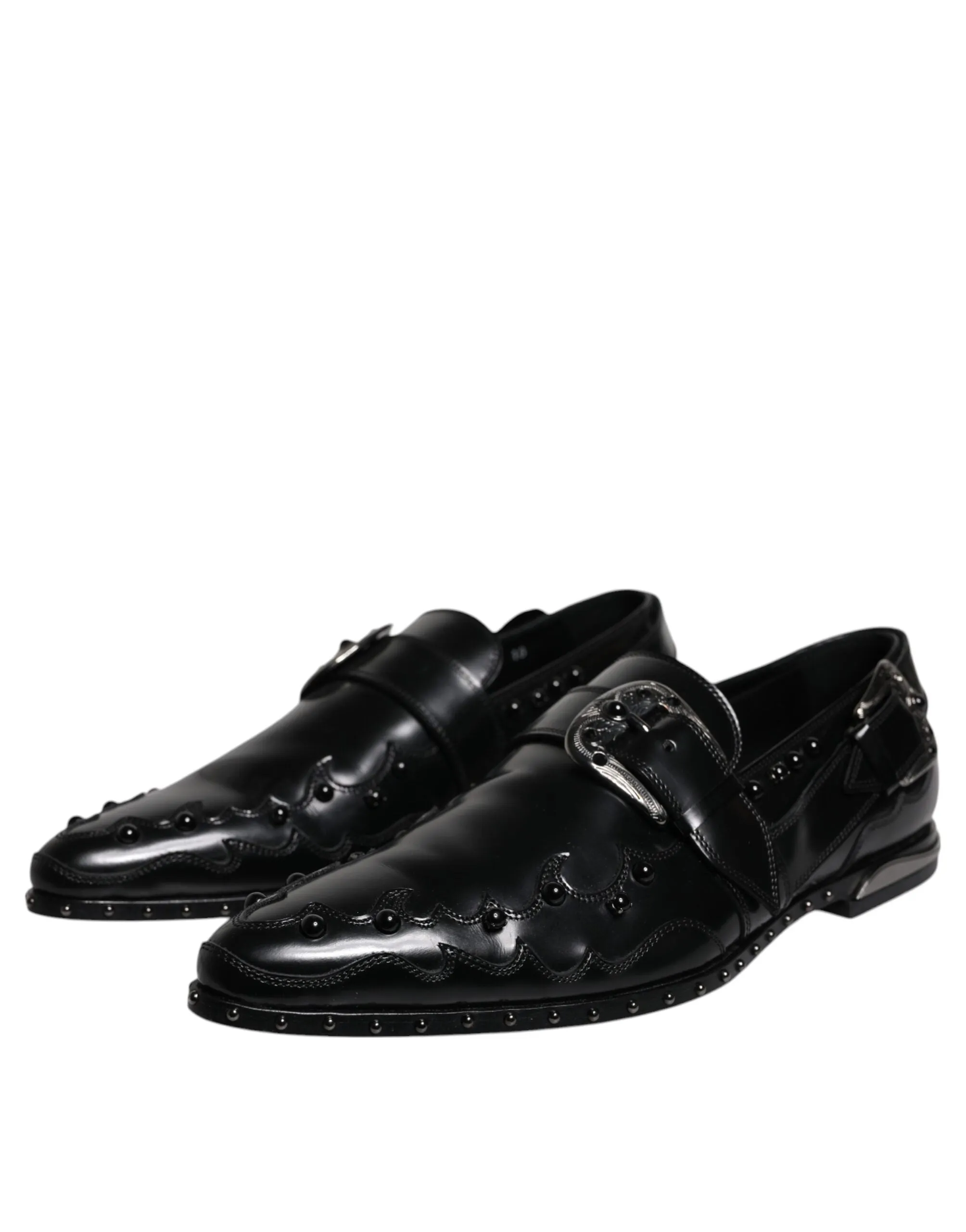& Budget-friendly Dolce Machine-learning Gabbana Strap Embellished Derby Monk Shoes Black