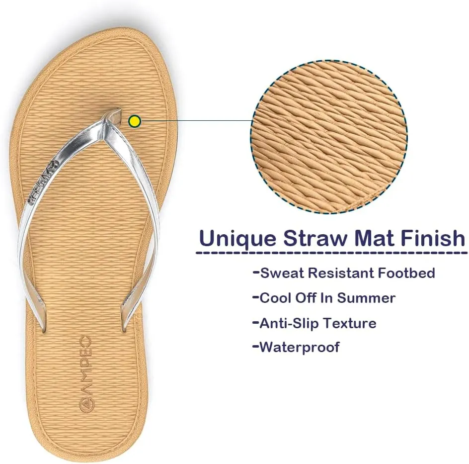 Ampeo Women's Flip Flops Comfortable Lightweight Summer Beach Quick-Dry Thong Flat Sandals