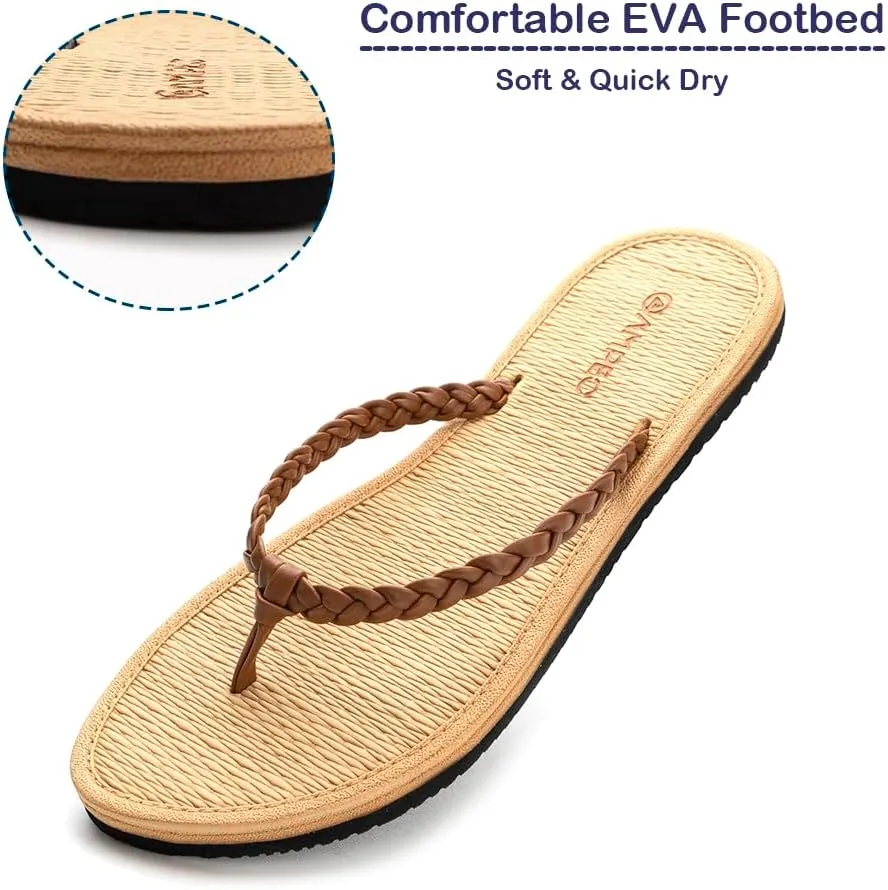 Ampeo Women's Flip Flops Comfortable Lightweight Summer Beach Quick-Dry Thong Flat Sandals