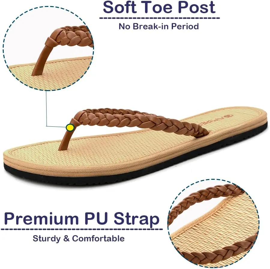 Ampeo Women's Flip Flops Comfortable Lightweight Summer Beach Quick-Dry Thong Flat Sandals