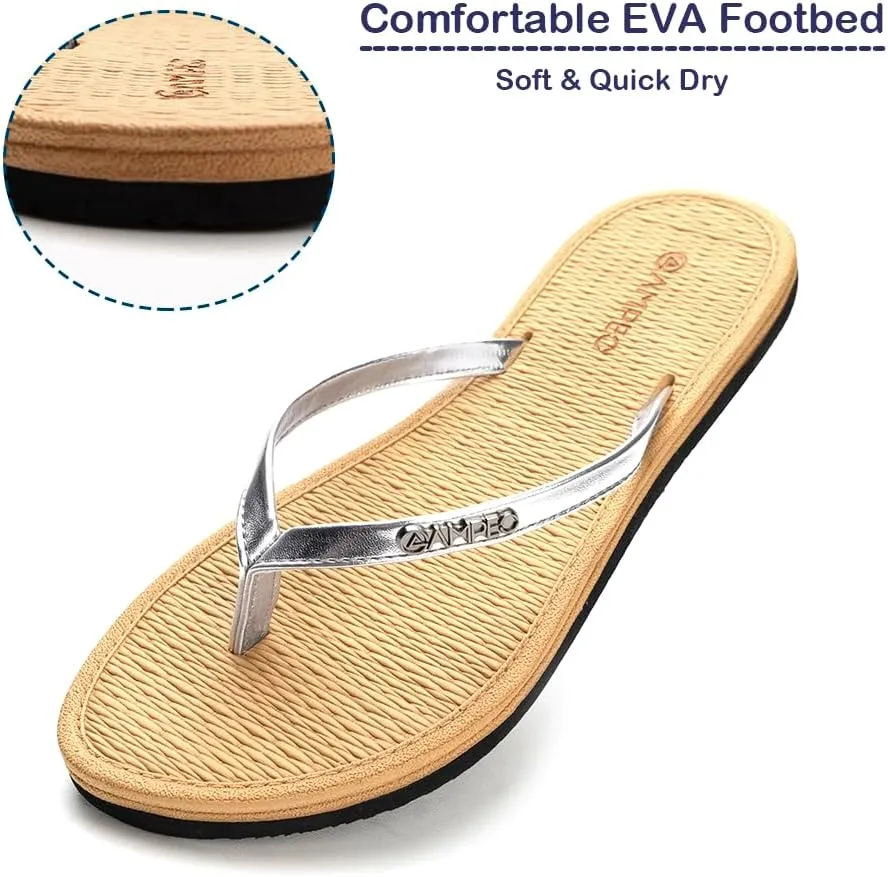 Ampeo Women's Flip Flops Comfortable Lightweight Summer Beach Quick-Dry Thong Flat Sandals