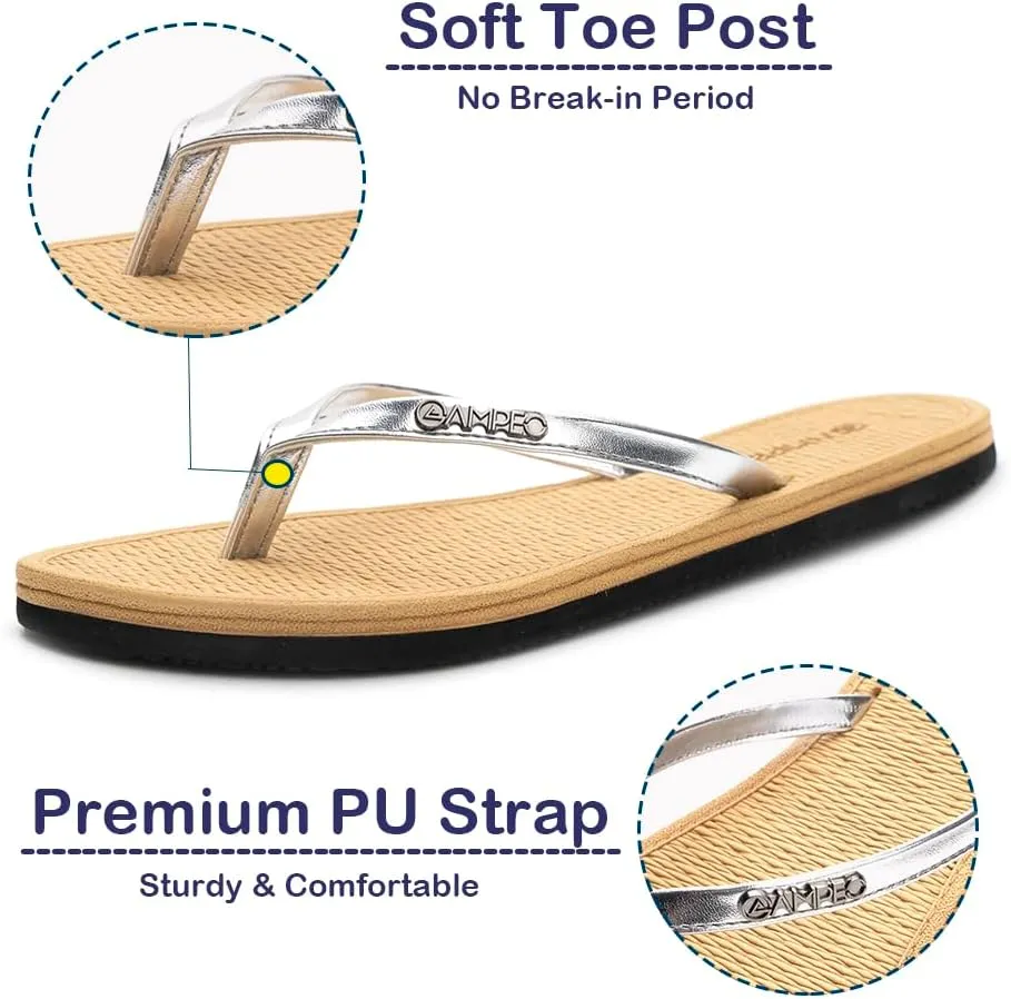 Ampeo Women's Flip Flops Comfortable Lightweight Summer Beach Quick-Dry Thong Flat Sandals