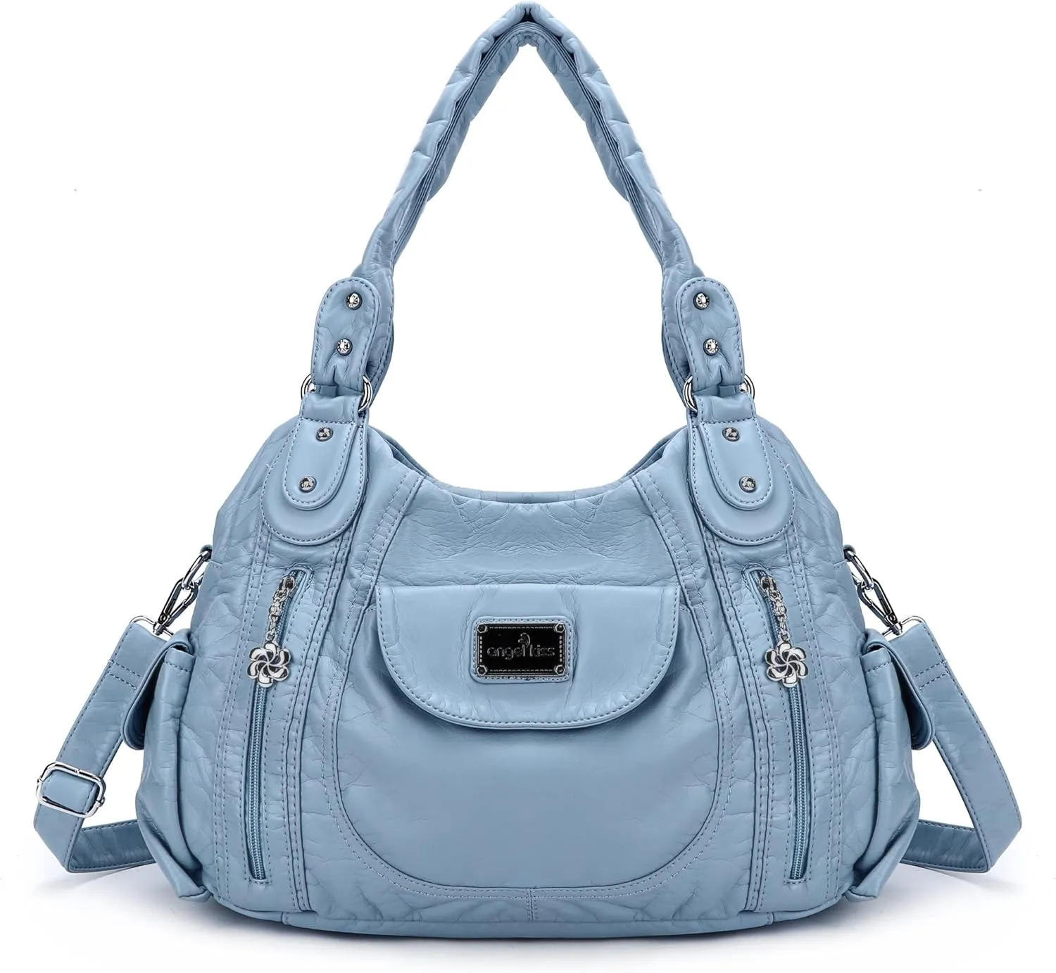 Angel Kiss Purses for Women, Large Shoulder Bag Hobo Tote Purse Mutipocket Faux Leather Satchel Hobo Purse