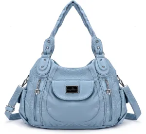 Angel Kiss Purses for Women, Large Shoulder Bag Hobo Tote Purse Mutipocket Faux Leather Satchel Hobo Purse