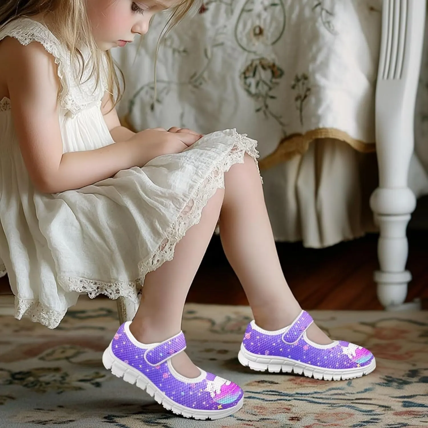 Animal Print Mary Jane for Girls Slip On Casual Outdoor School Sports Shoes Lightweight Flat Walking Sneaker