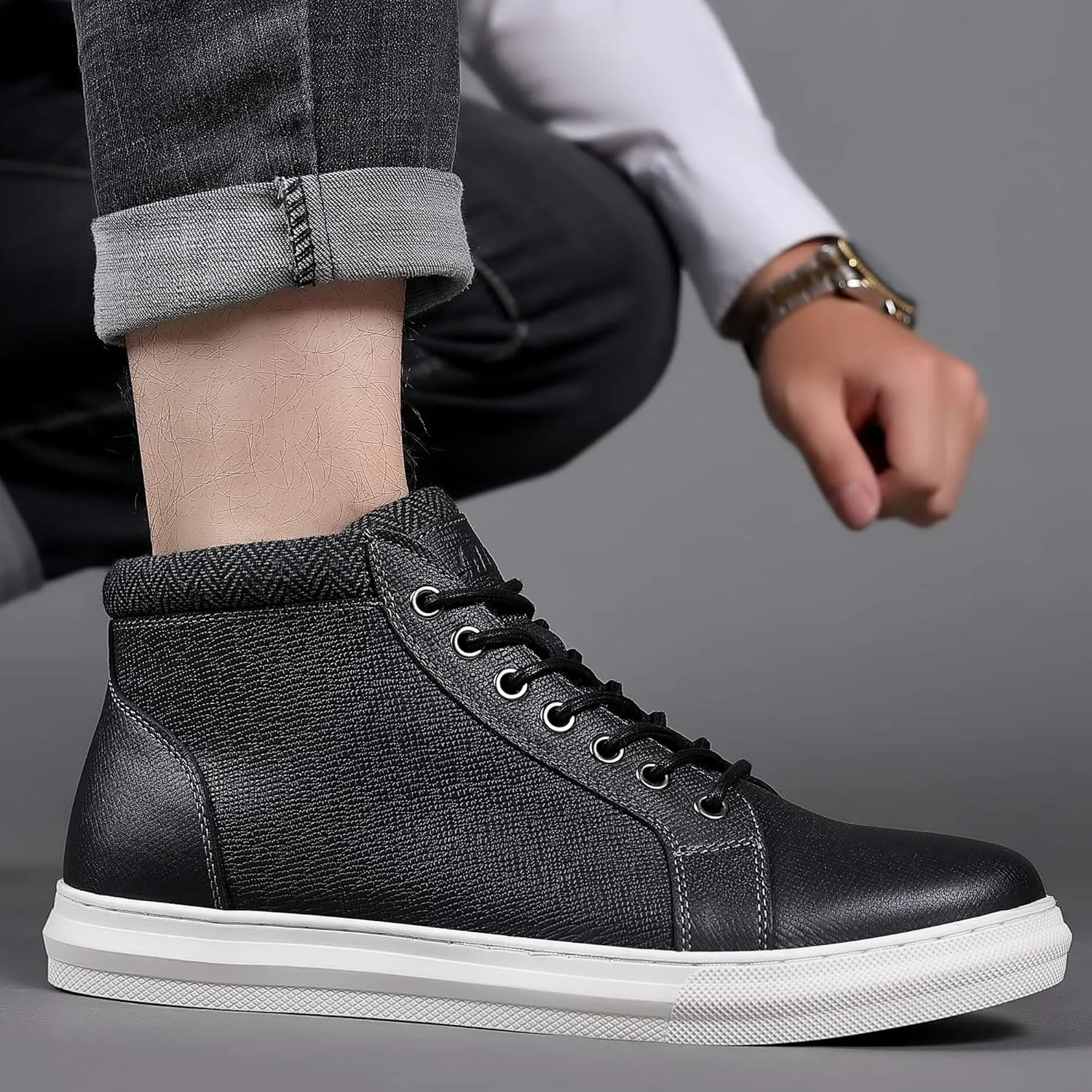 Arkbird Mens Leather Sneaker Fashion Classic Casual Chukka Ankle Boots for Men
