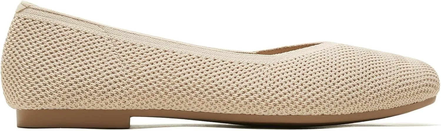Arromic Wide Width Flats for Women Square Toe Ballet Flats Shoes Comfortable Slip On Knit Dressy Flats