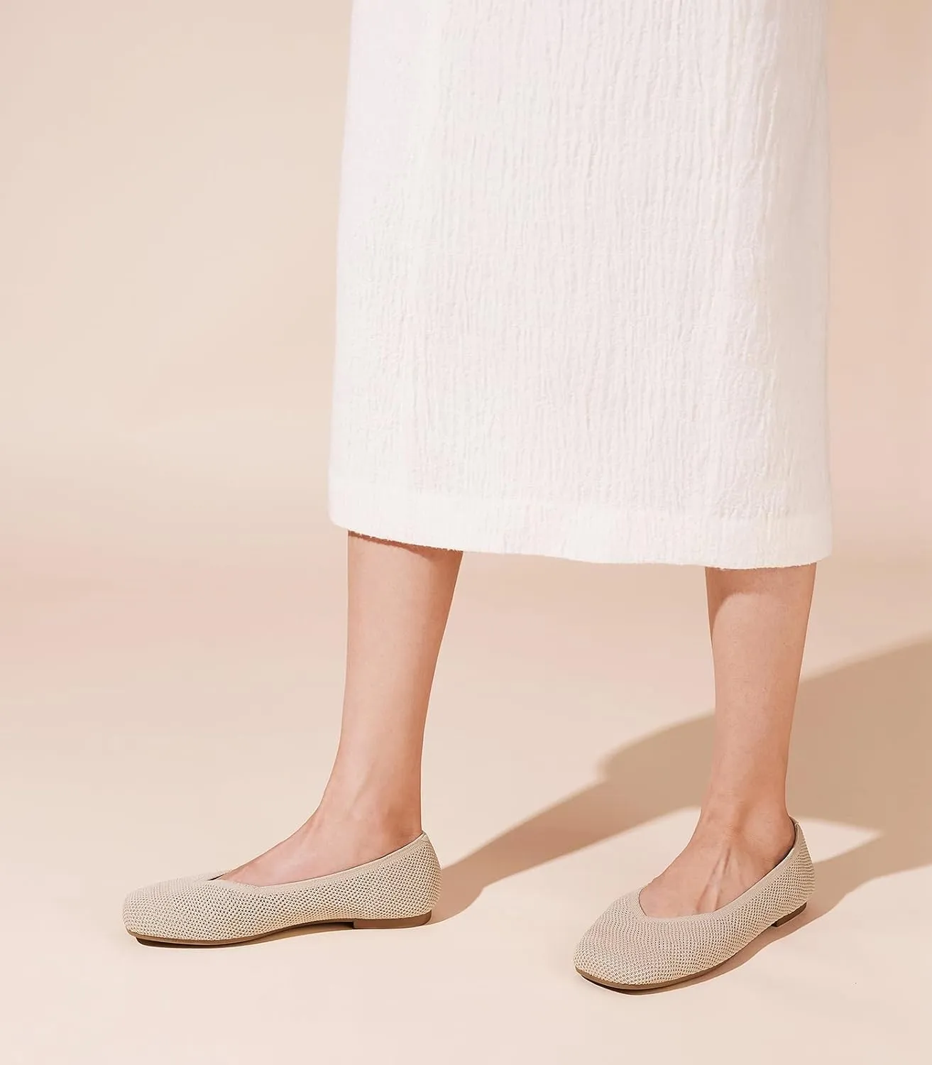 Arromic Wide Width Flats for Women Square Toe Ballet Flats Shoes Comfortable Slip On Knit Dressy Flats