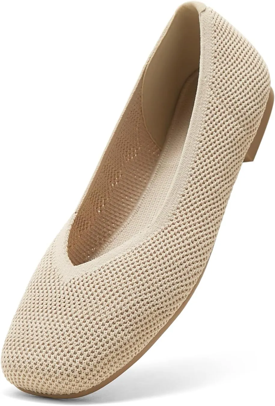Arromic Wide Width Flats for Women Square Toe Ballet Flats Shoes Comfortable Slip On Knit Dressy Flats