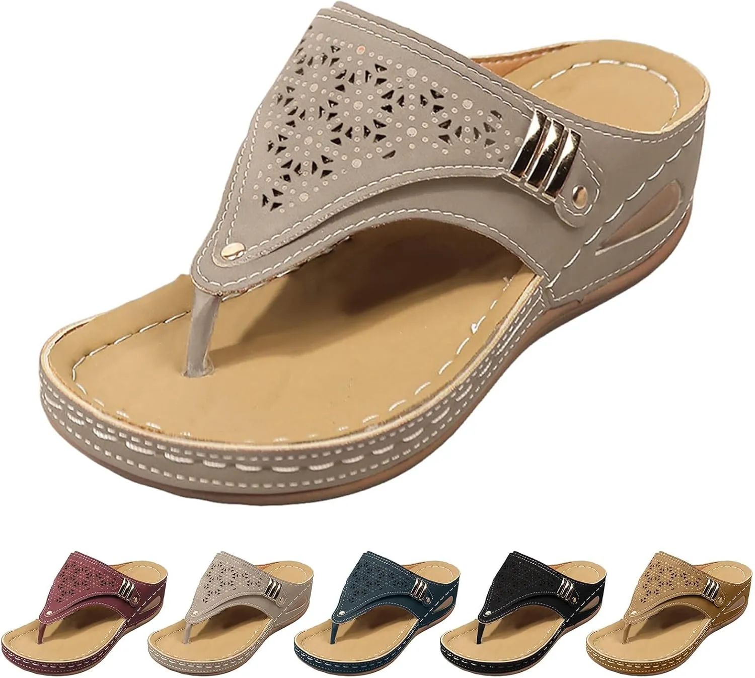 Avylays Orthopedic Sandals for Women,Breathable Mesh Sports Sandals With Non-Slip Sole,Wedge Heel Thick-Soled Sandals