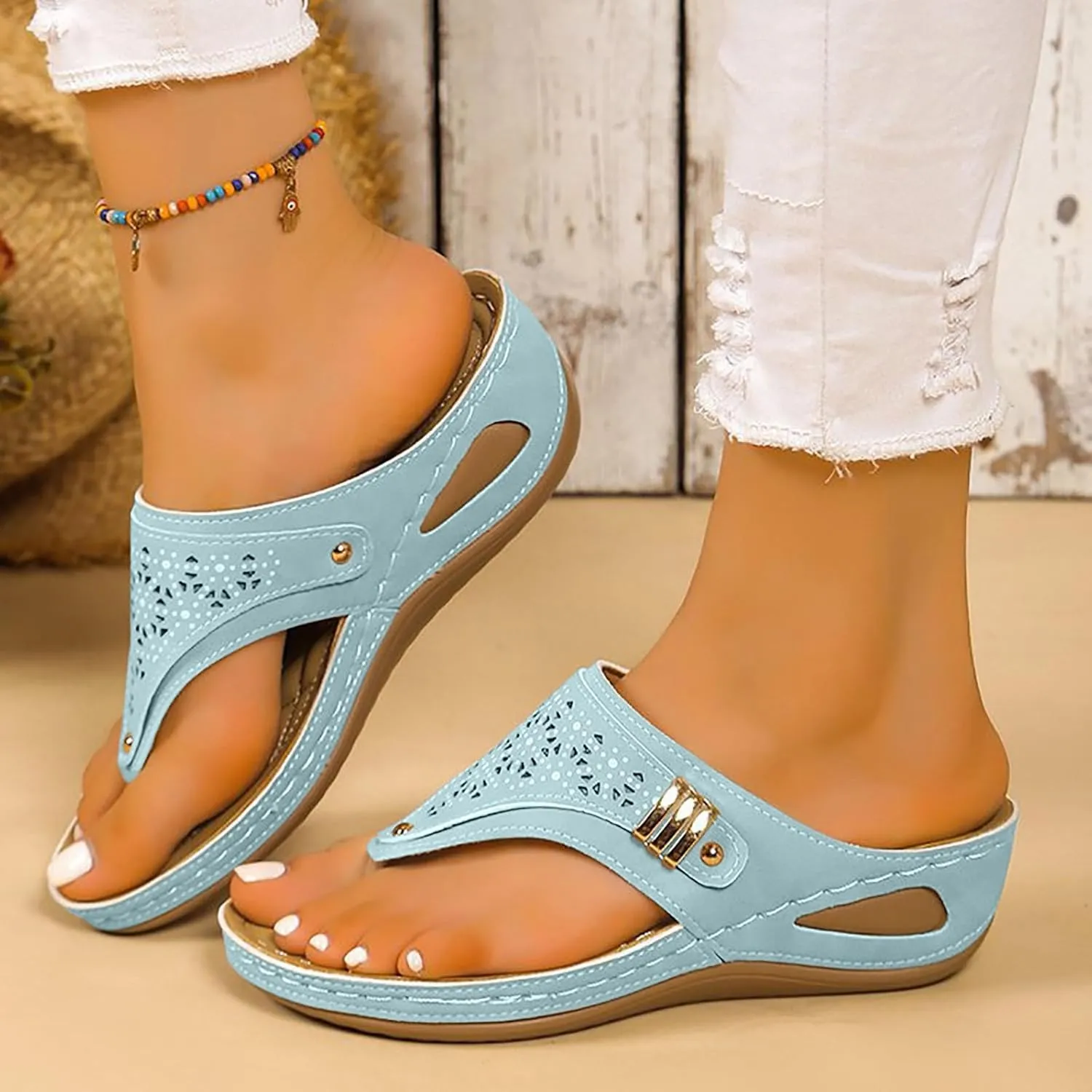 Avylays Orthopedic Sandals for Women,Breathable Mesh Sports Sandals With Non-Slip Sole,Wedge Heel Thick-Soled Sandals
