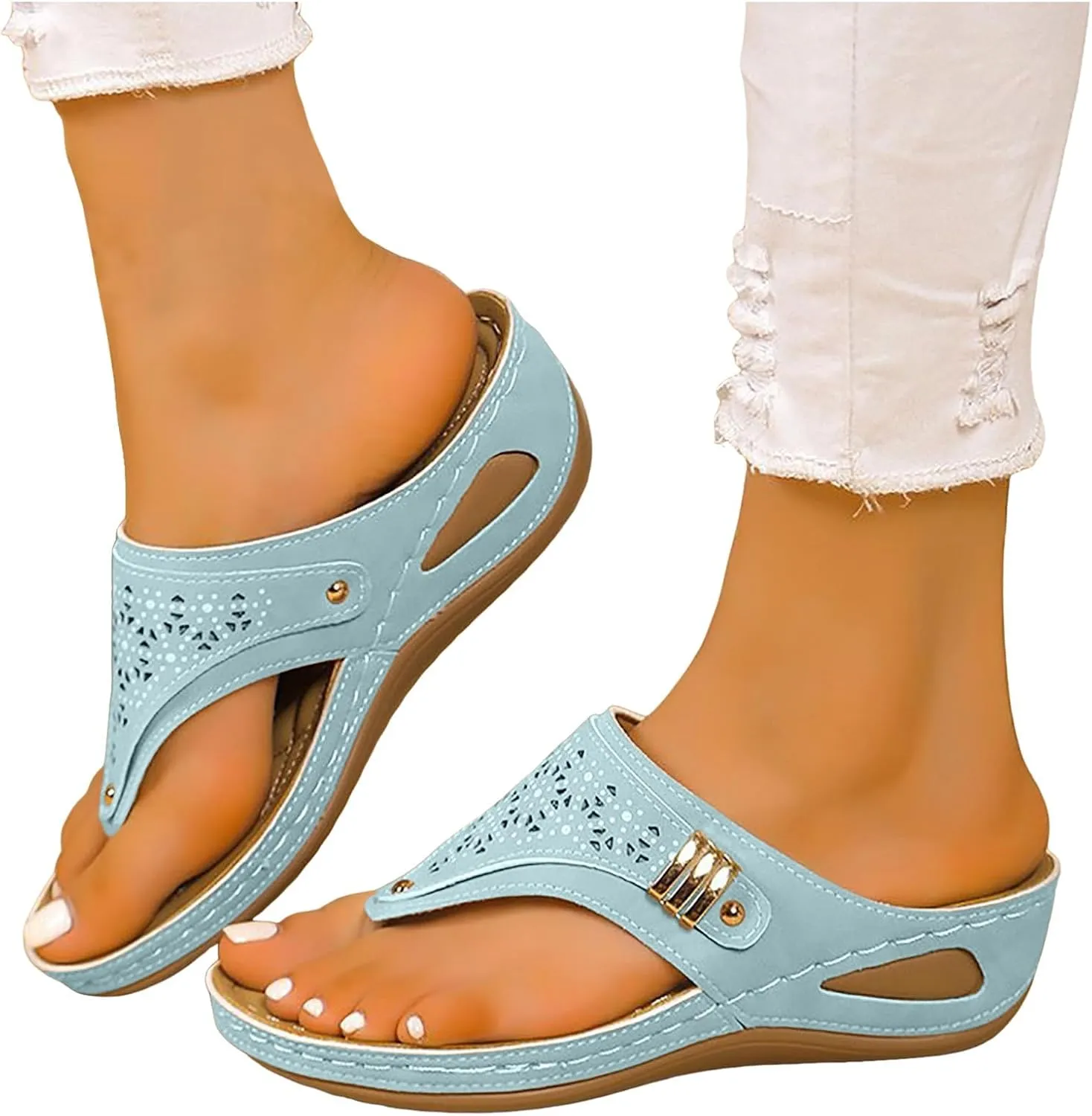 Avylays Orthopedic Sandals for Women,Breathable Mesh Sports Sandals With Non-Slip Sole,Wedge Heel Thick-Soled Sandals