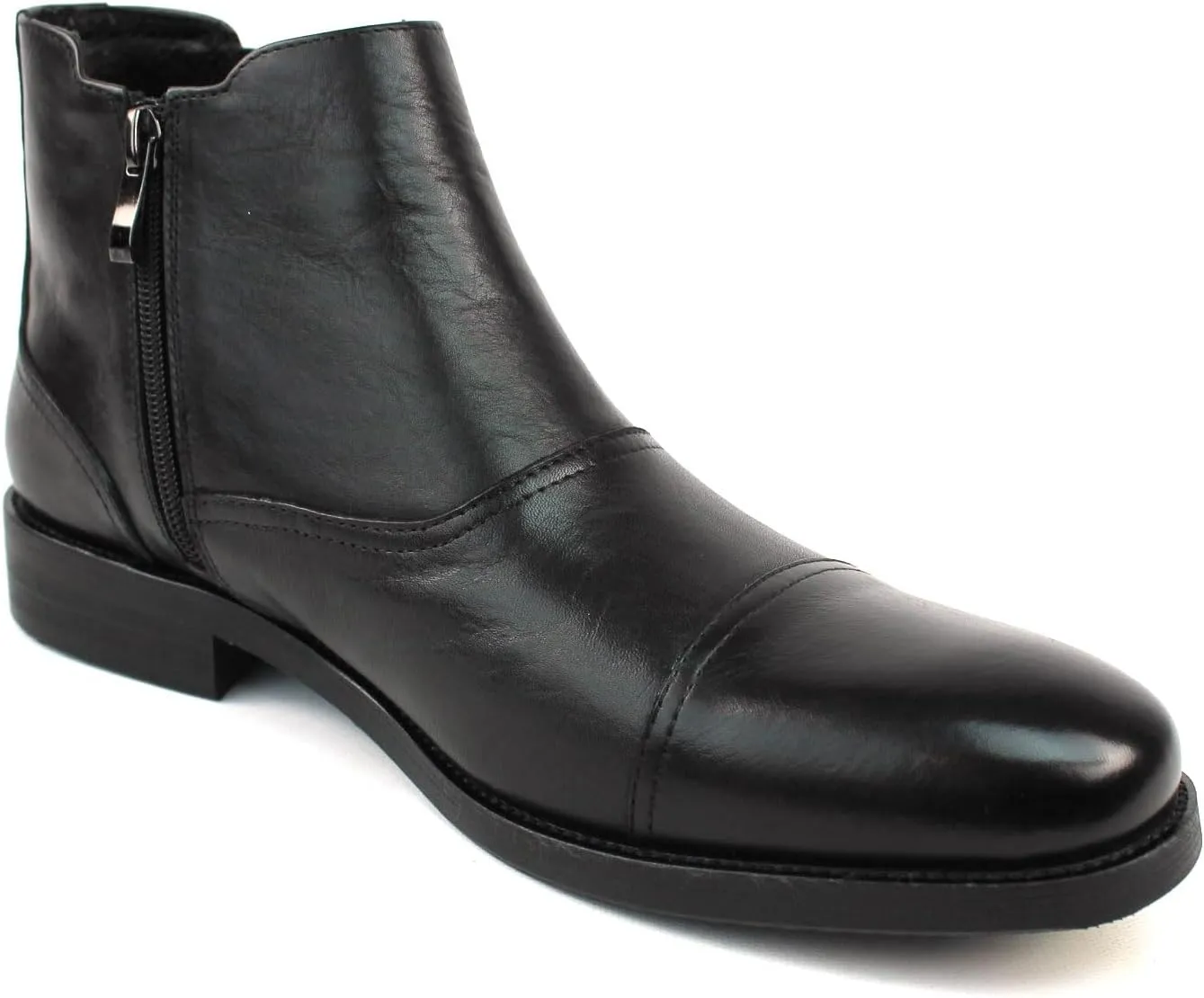 AZAR MAN Men's Exclusive Genuine Leather Cap Toe Boots With Zipper