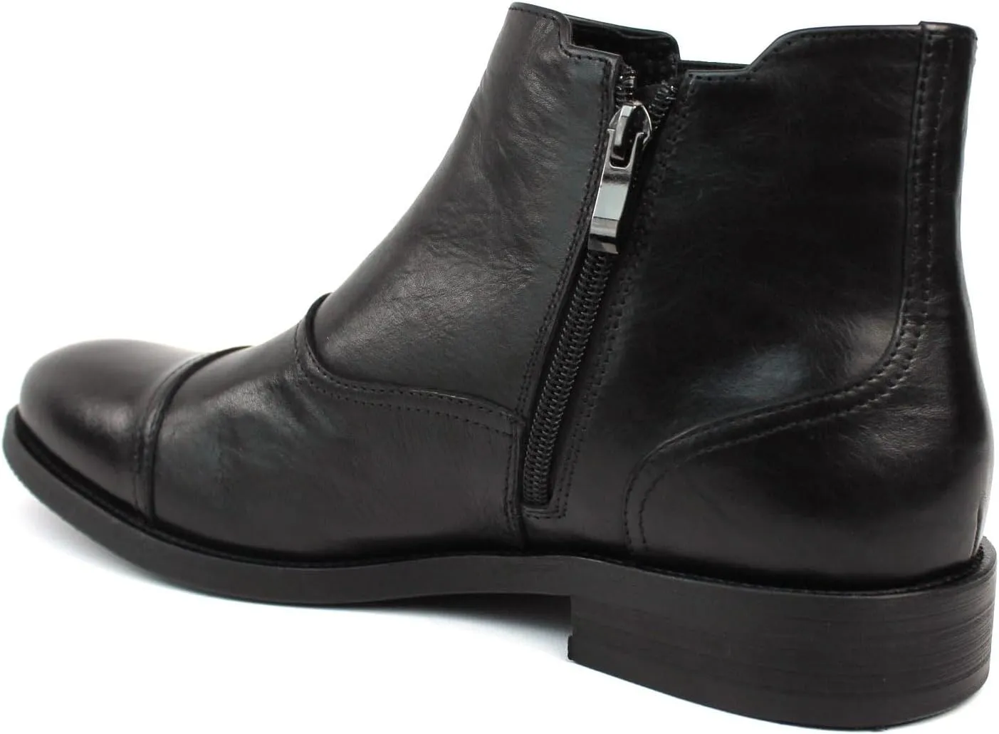 AZAR MAN Men's Exclusive Genuine Leather Cap Toe Boots With Zipper