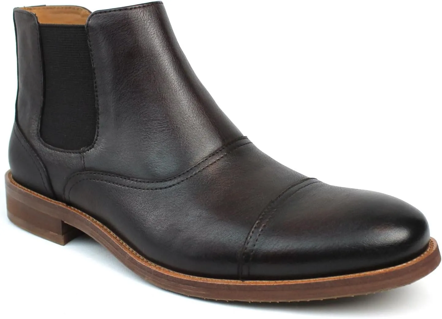 AZAR MAN Men's Exclusive Genuine Leather Cap Toe Boots With Zipper