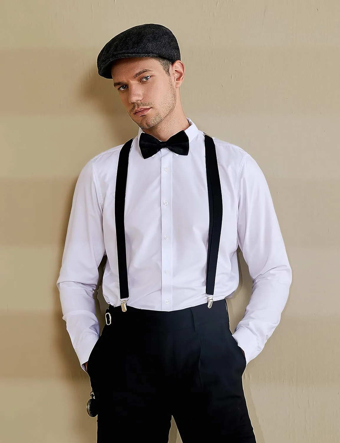 BABEYOND Men's Flat Cap Newsboy Hats Herringbone Tweed Cabbie Hats for Men 1920s Ivy Irish Driving Hats Gatsby Hat