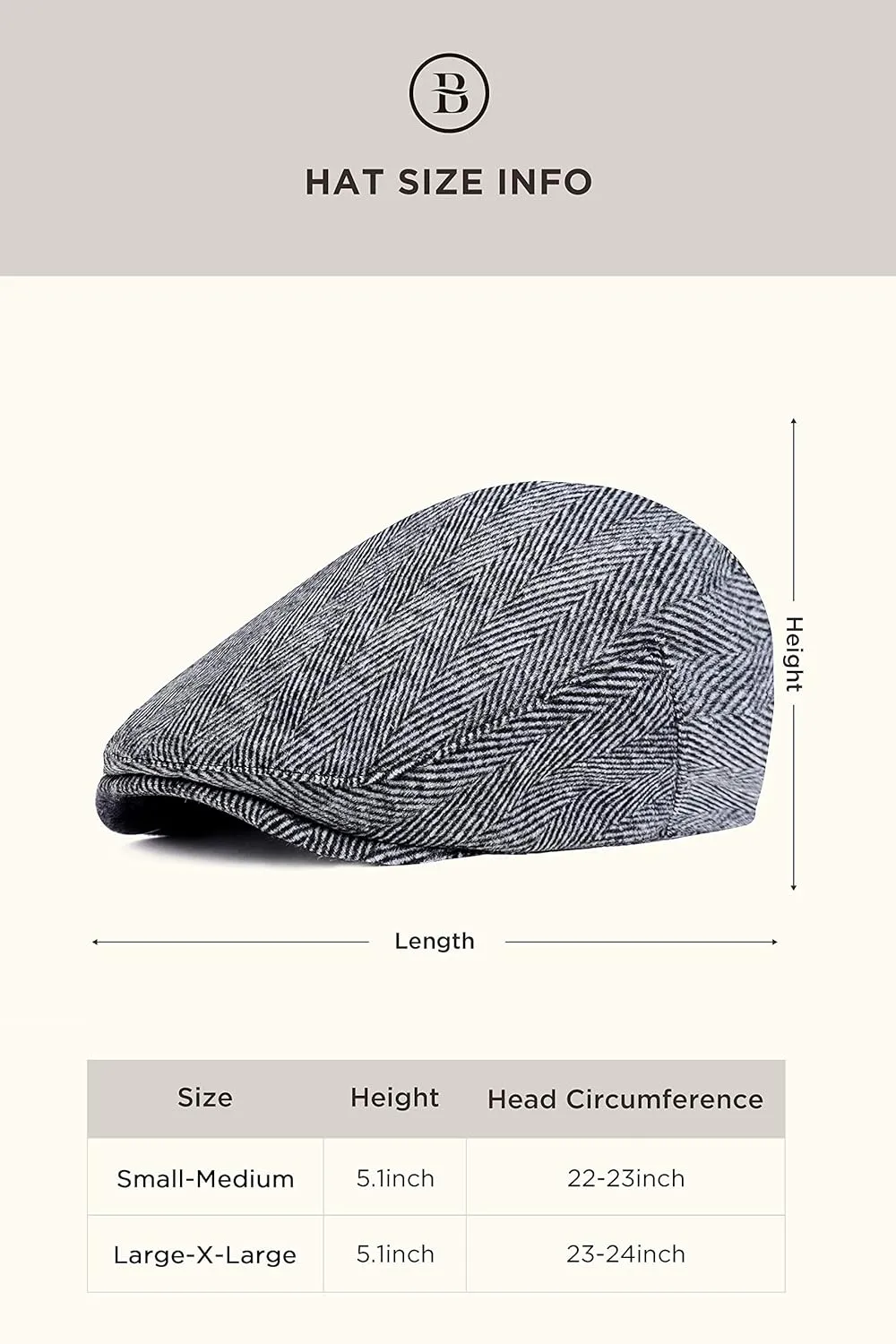 BABEYOND Men's Flat Cap Newsboy Hats Herringbone Tweed Cabbie Hats for Men 1920s Ivy Irish Driving Hats Gatsby Hat